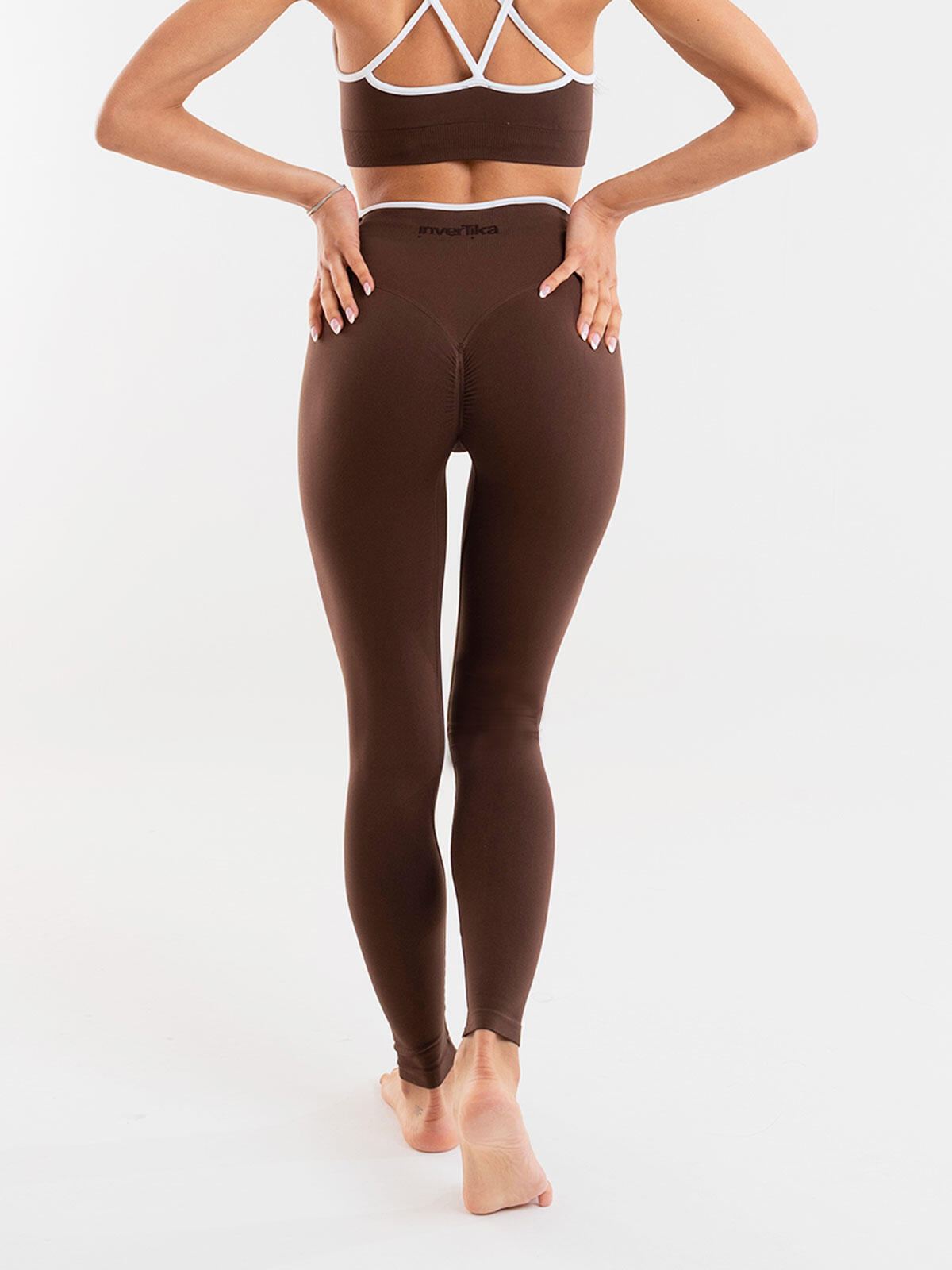 Leggings sportivi Donna fitness Eclettika seamless push-up Choco 4/5