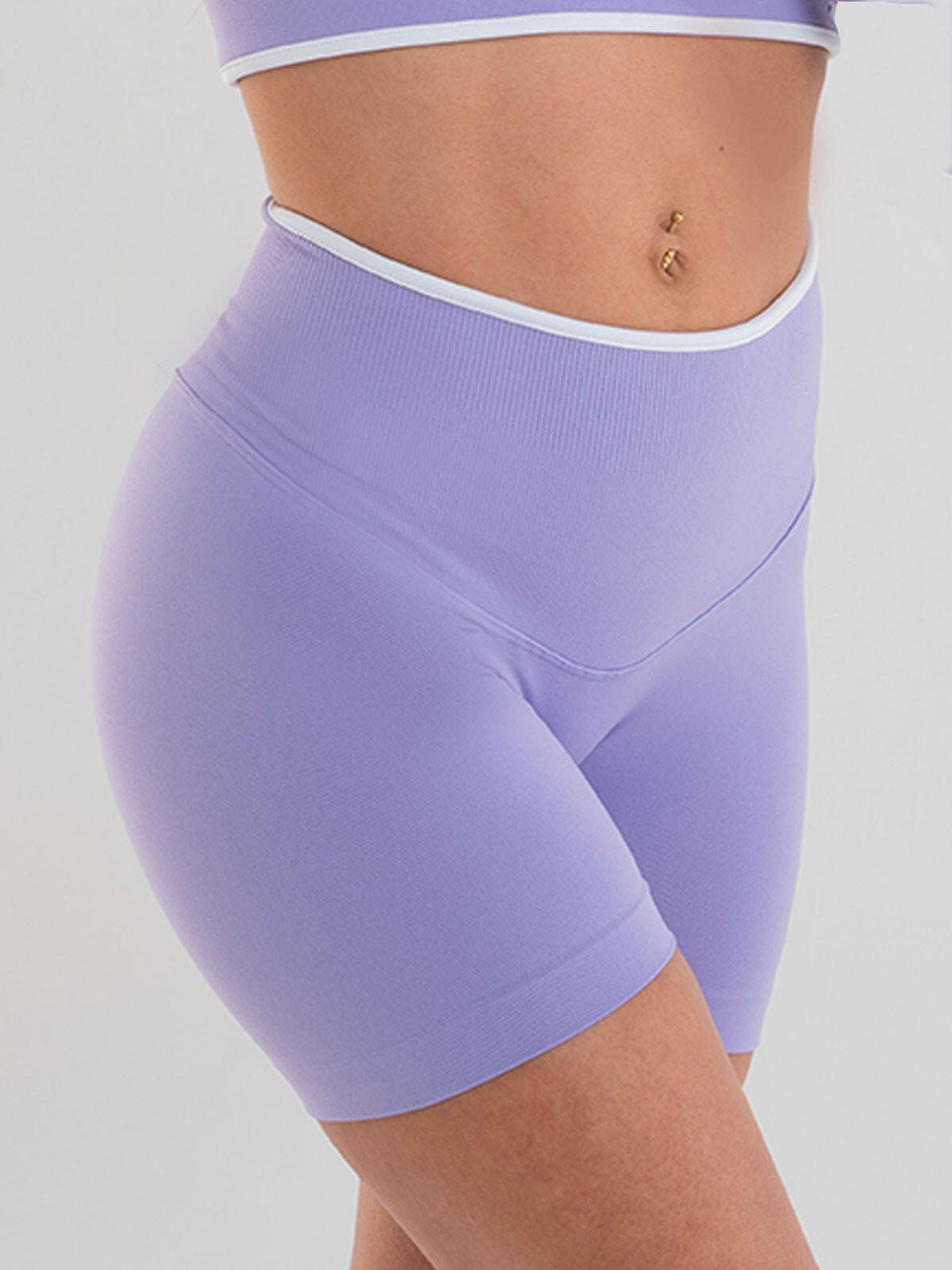 Shorts sportivi Donna fitness Eclettika seamless push-up Lilac 2/5