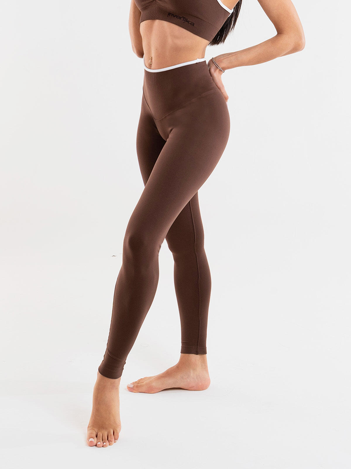 Leggings sportivi Donna fitness Eclettika seamless push-up Choco 2/5