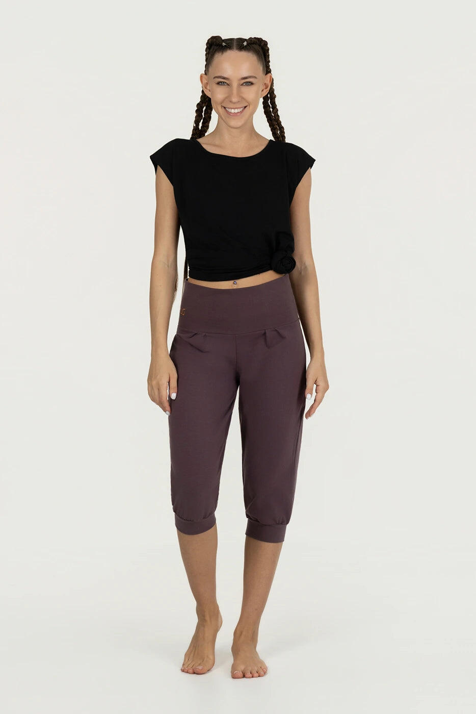 Capri de Yoga et Pilates Sukha - Legging ample taille haute - Violet 4/5