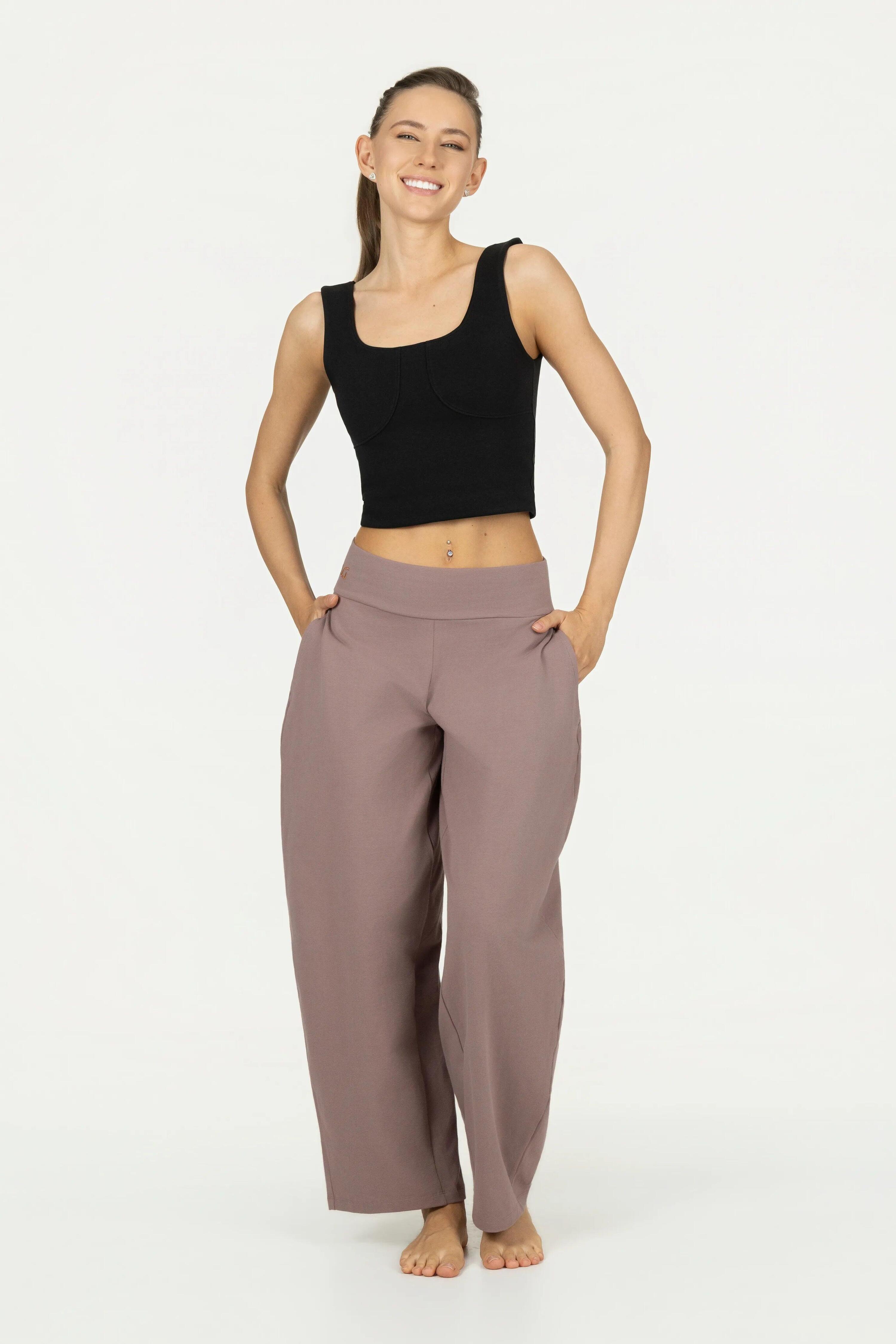 Pantalon de yoga & méditation Dhara – coupe barrel, rosé/brun 4/5