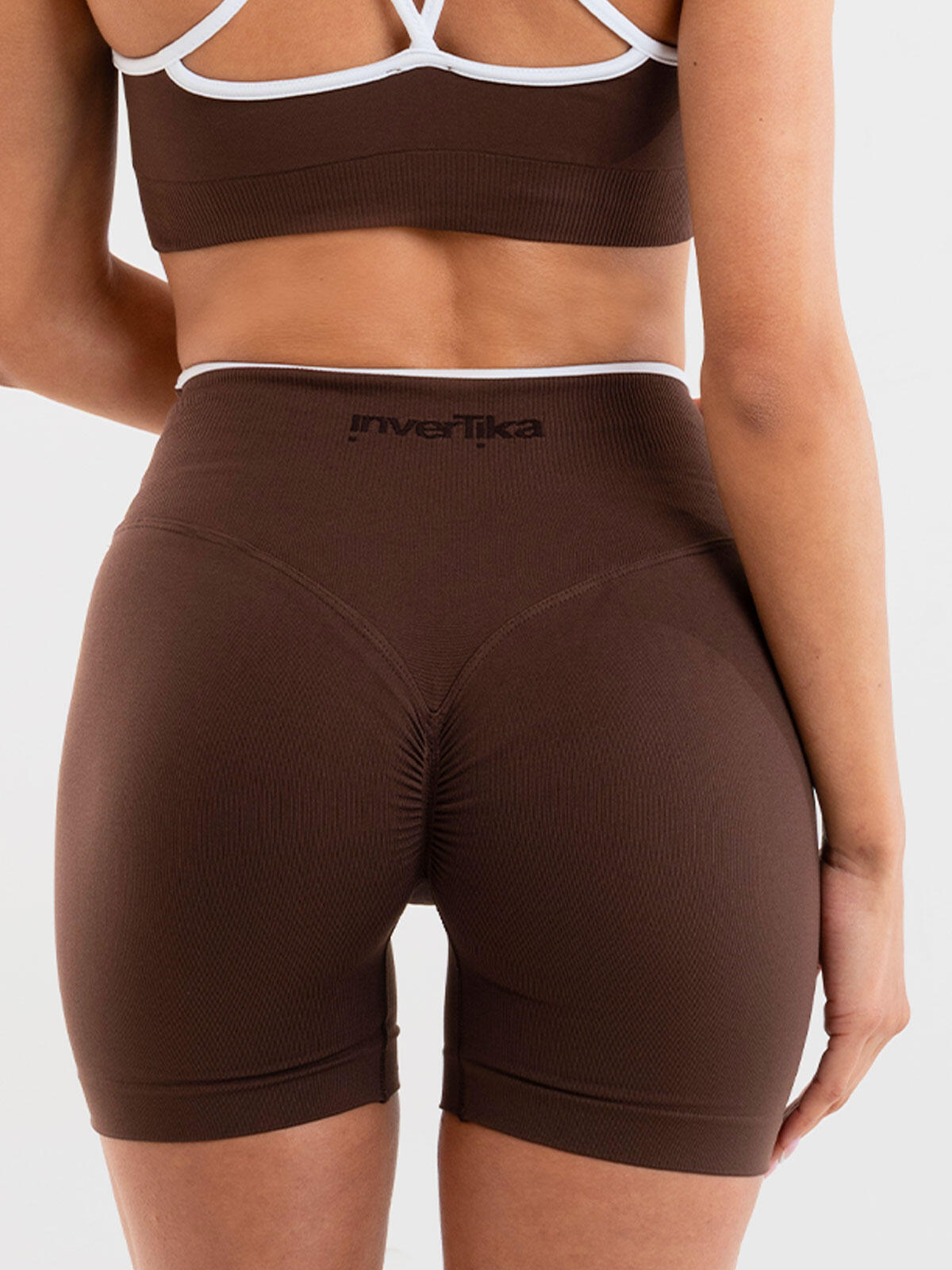 Shorts sportivi Donna fitness Eclettika seamless push-up Choco 4/5