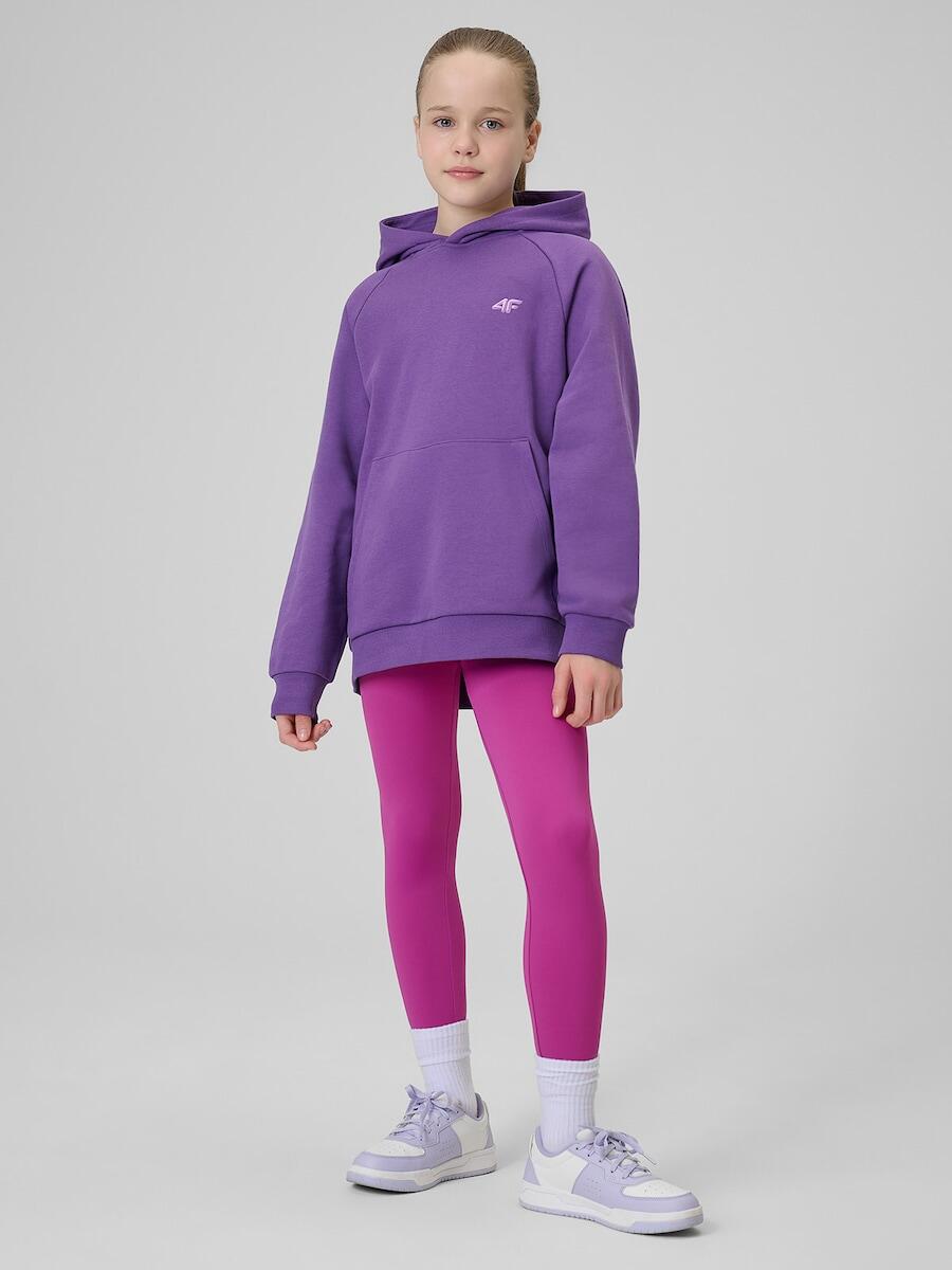 Bluza dresowa loose z kapturem dziewczęca 4F 4FJRSS26TSWSF3040 3/7