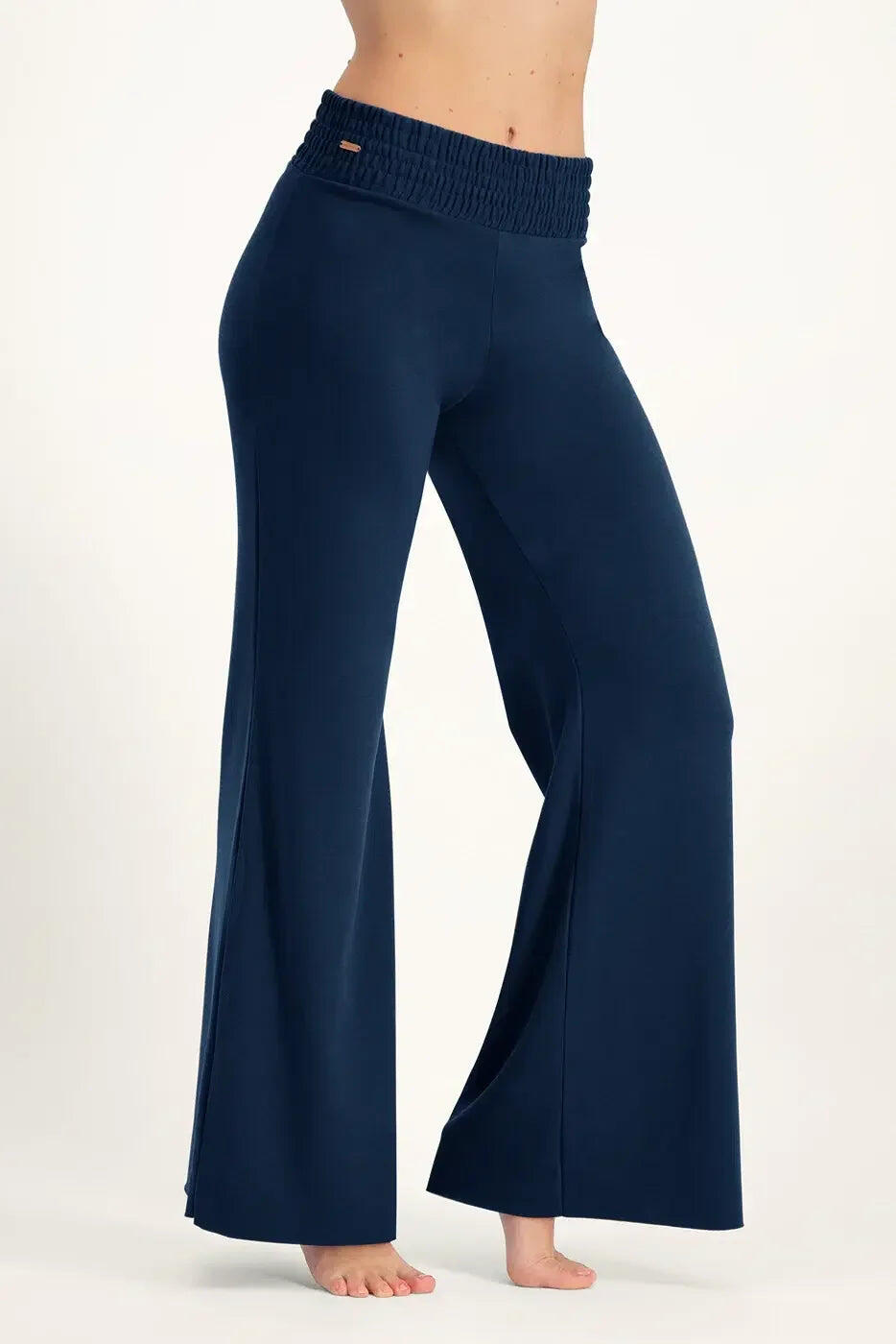 Pantalon de Yoga et Pilates large et confortable Flow -  Bleu Minuit 2/5