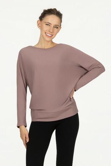 Loosefit batwing Budhi Longsleeve Yoga en Pilates Shirt - Roze Taupe