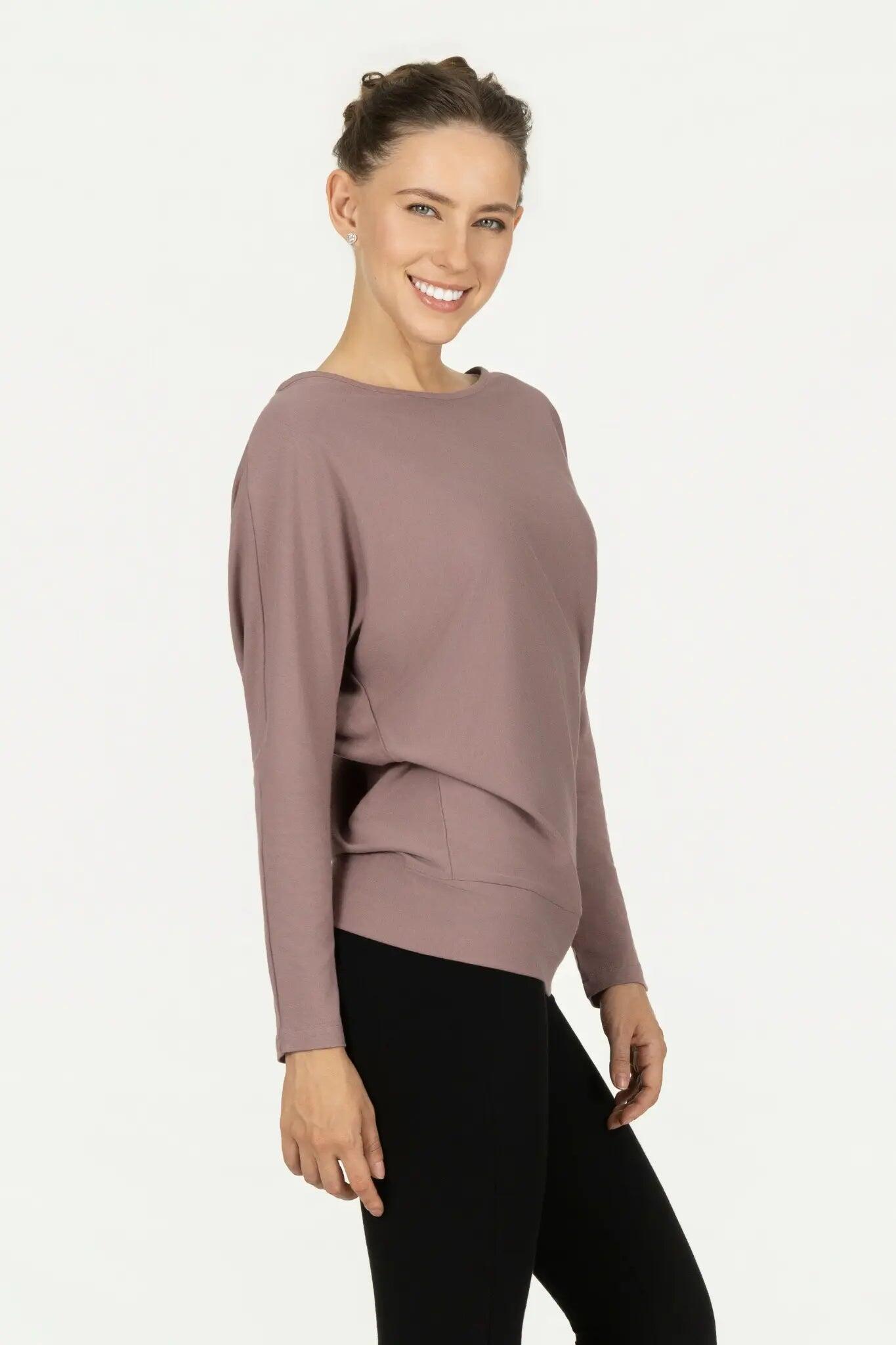Chemise de Yoga à manches longues Budhi, manche chauve-souris - rosé/brun 2/6
