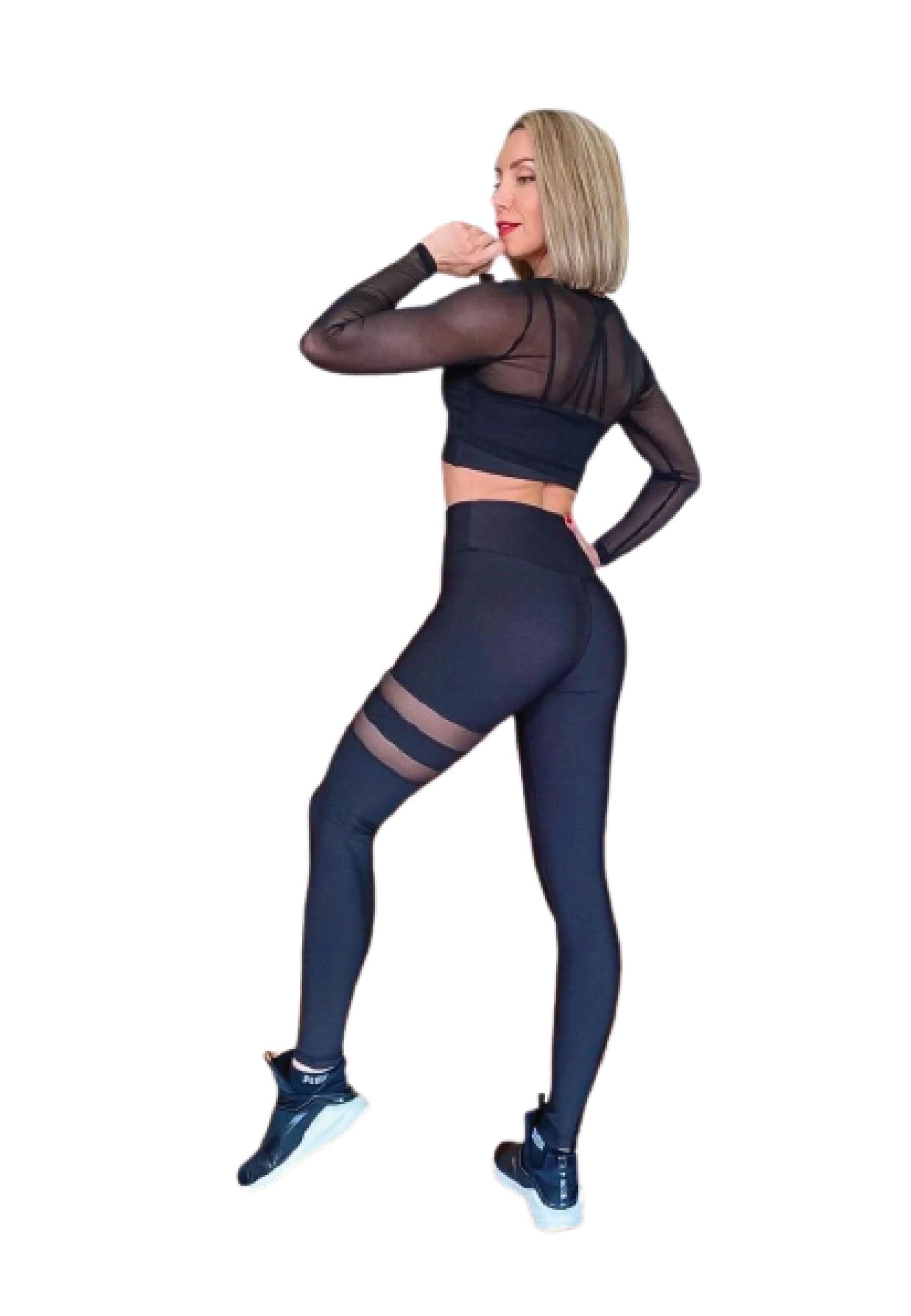 913 Leggings sportivi con dettagli in tulle in nero 5/5