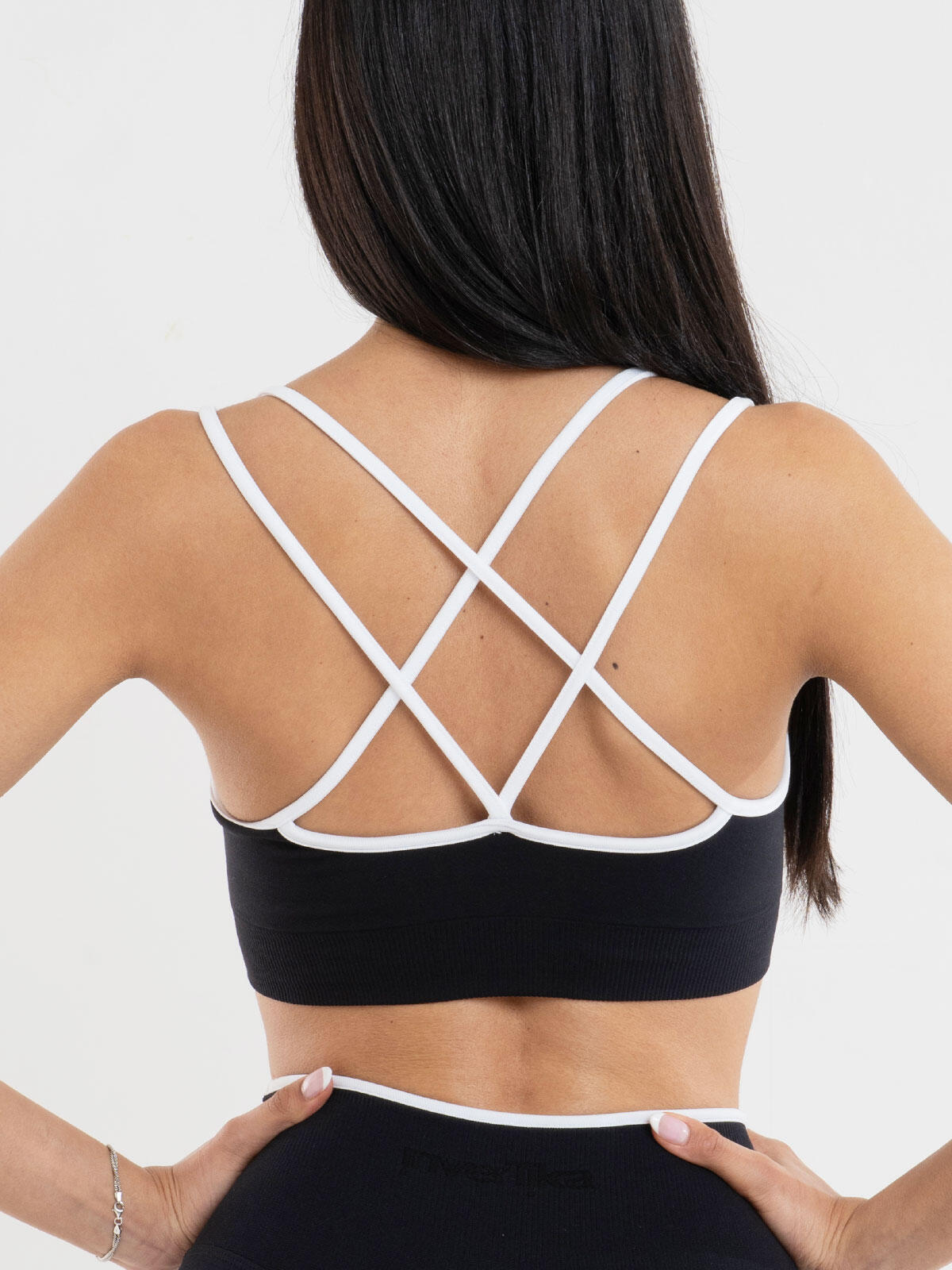 Top sportivo donna fitness e tempo libero Eclettika seamless push-up Black 4/5