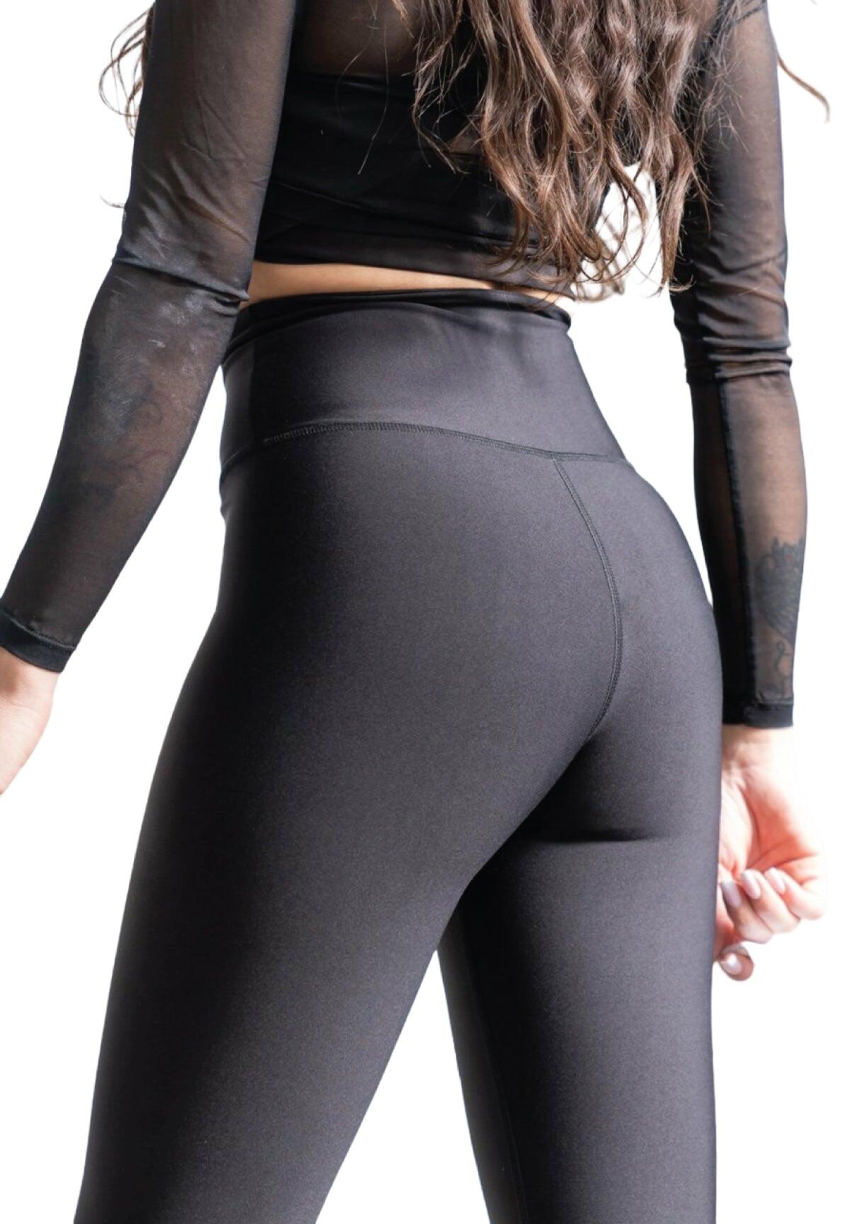 249 Leggings invernali a vita alta in nero 3/4