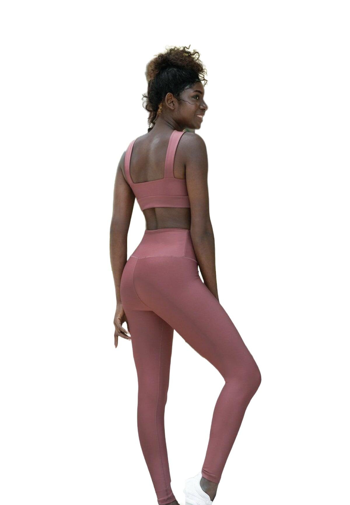 1095 Leggings a vita alta in rosa scuro 4/4