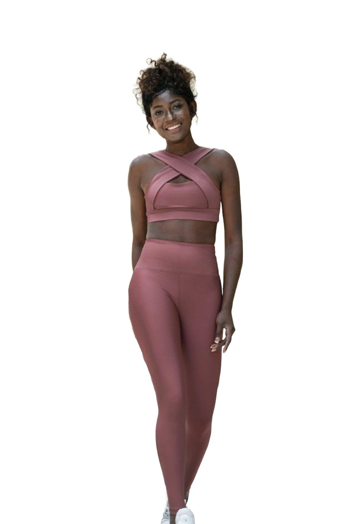 1095 Leggings a vita alta in rosa scuro 3/4