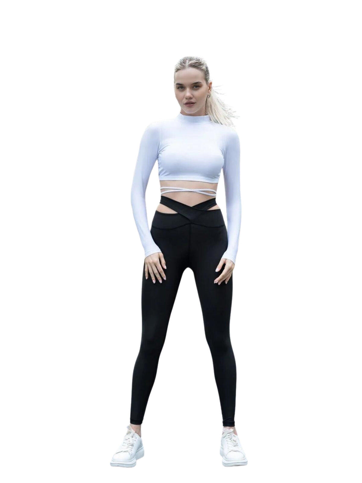 814 Leggings a vita extra alta con taglio sui fianchi in nero 4/4
