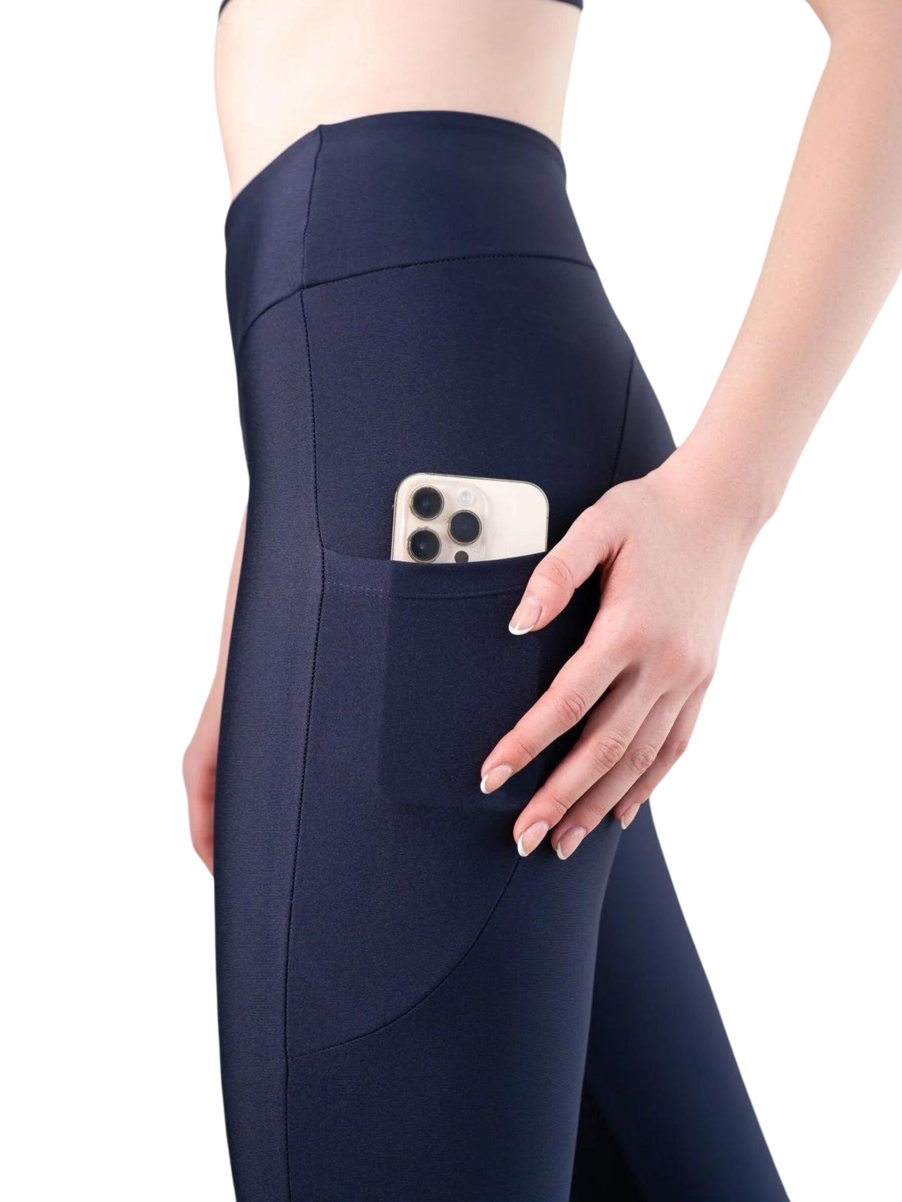 435 Leggings Pocket flare in blu navy 3/4