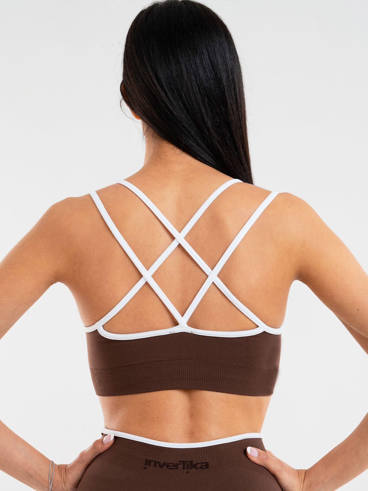 Top sportivo donna fitness e tempo libero Eclettika seamless push-up Choco 4/5