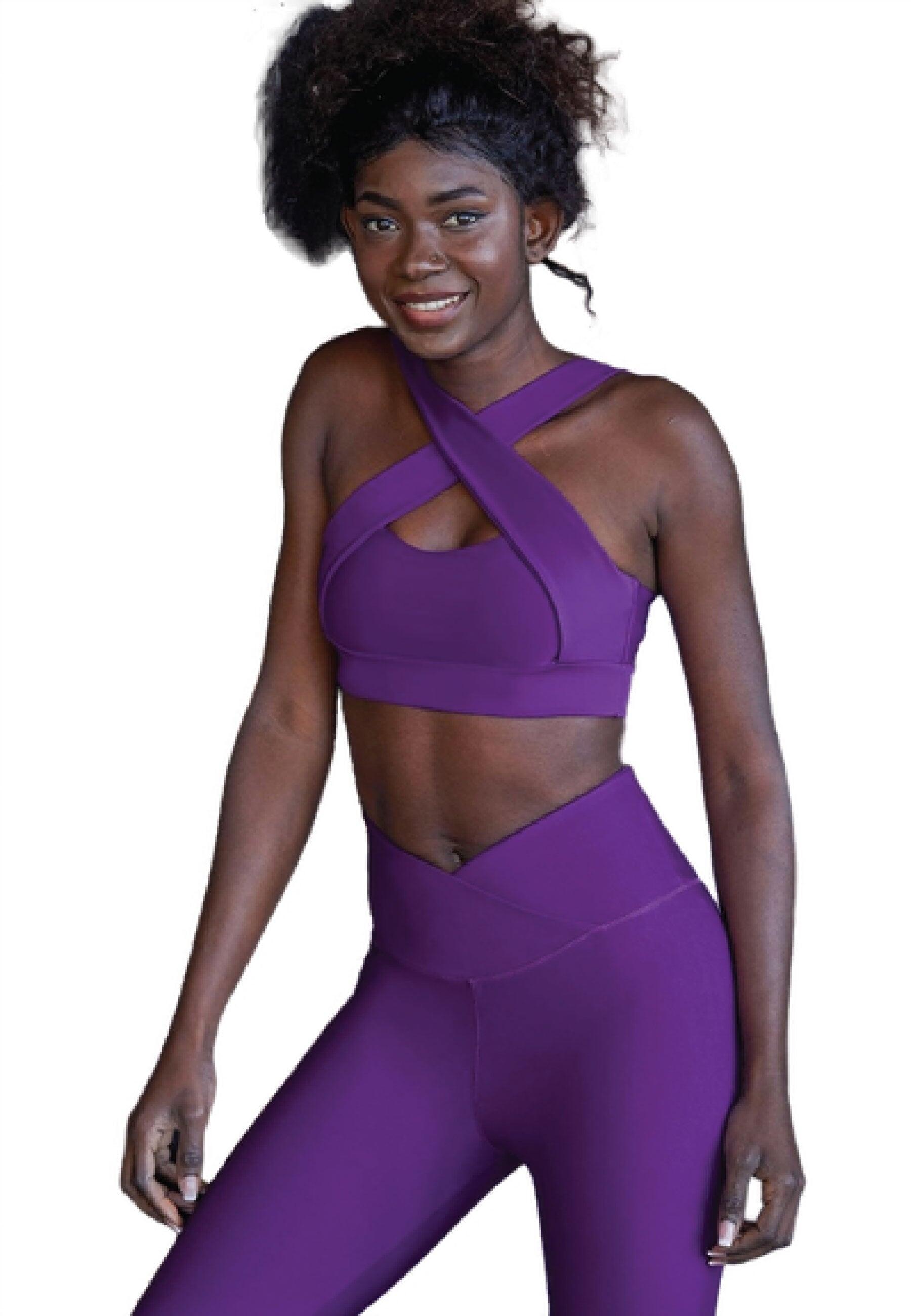 1042 Leggings a vita alta extra in viola 4/4