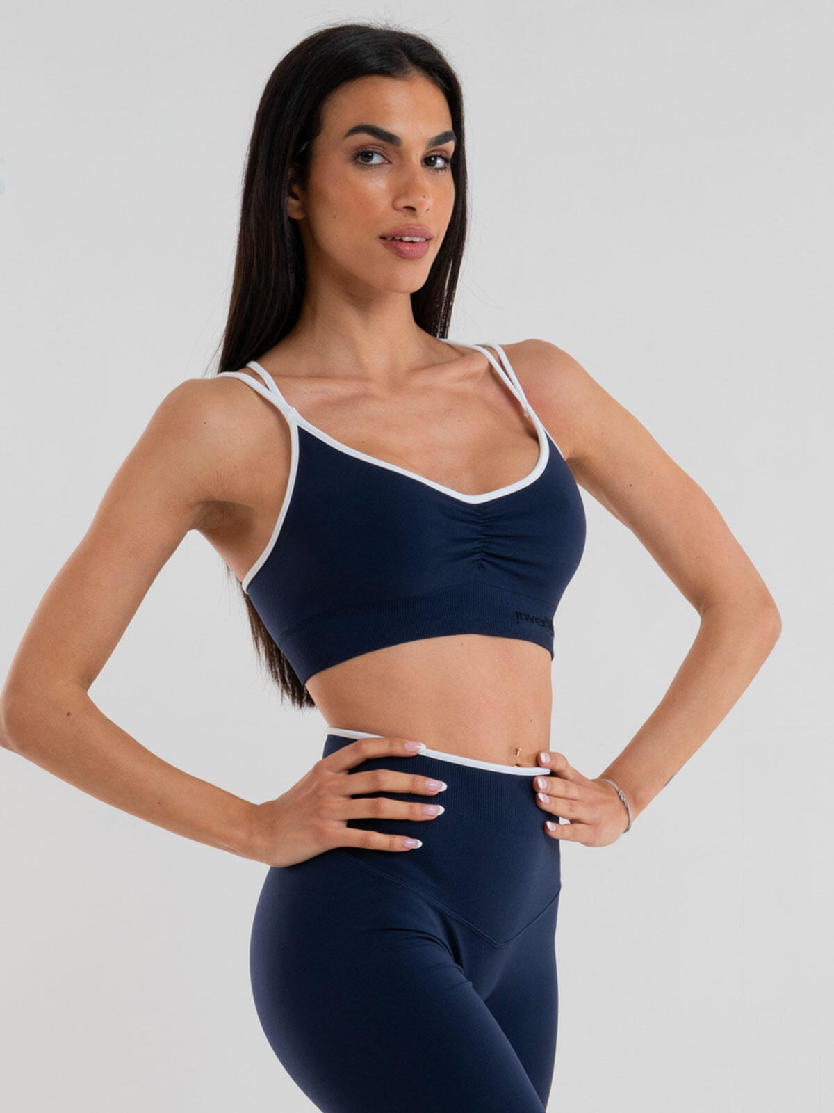 Top sportivo donna fitness e tempo libero Eclettika seamless push-up Blue 3/5