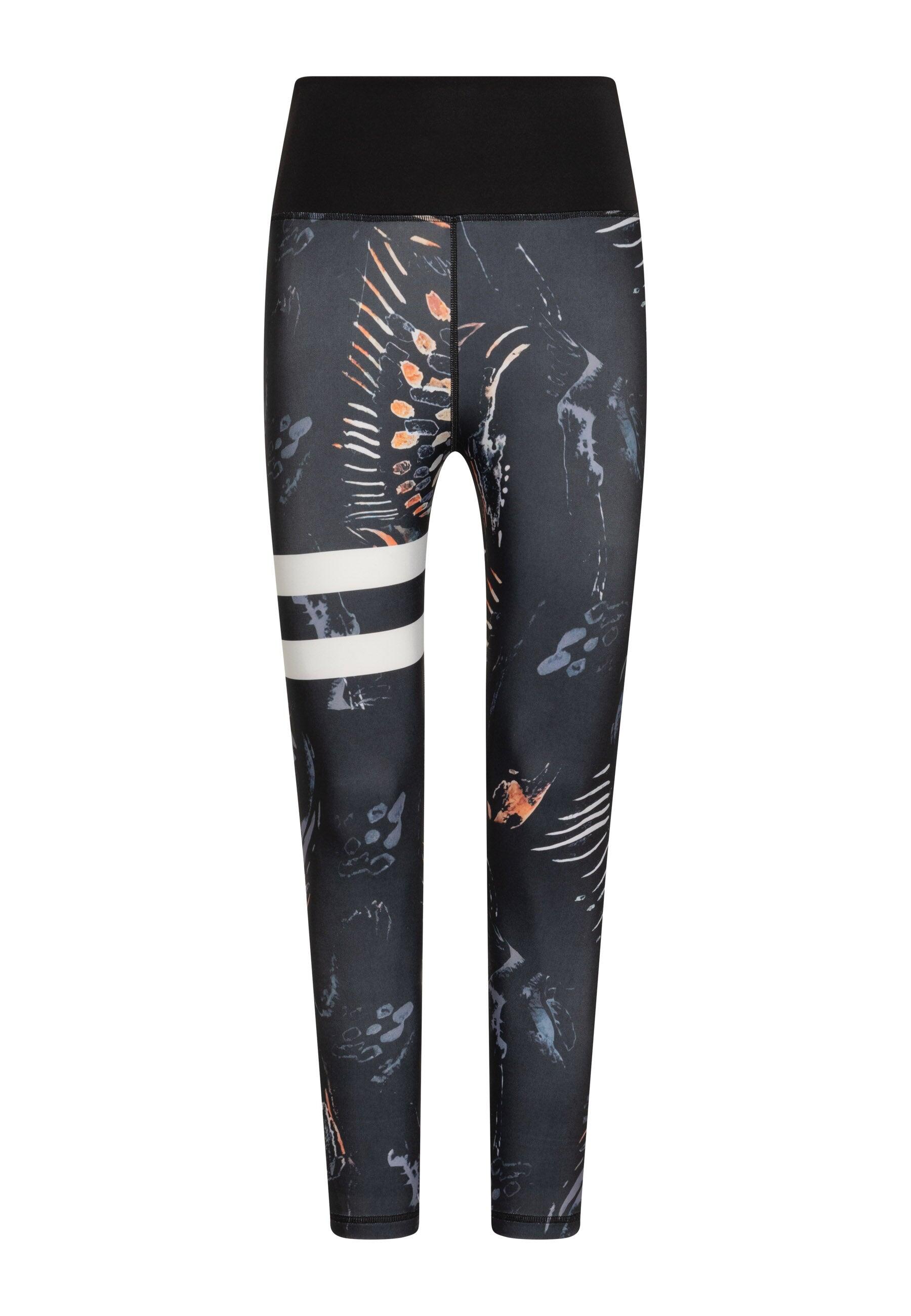 1163 Leggings a vita alta extra in nero e blu a righe 3/5
