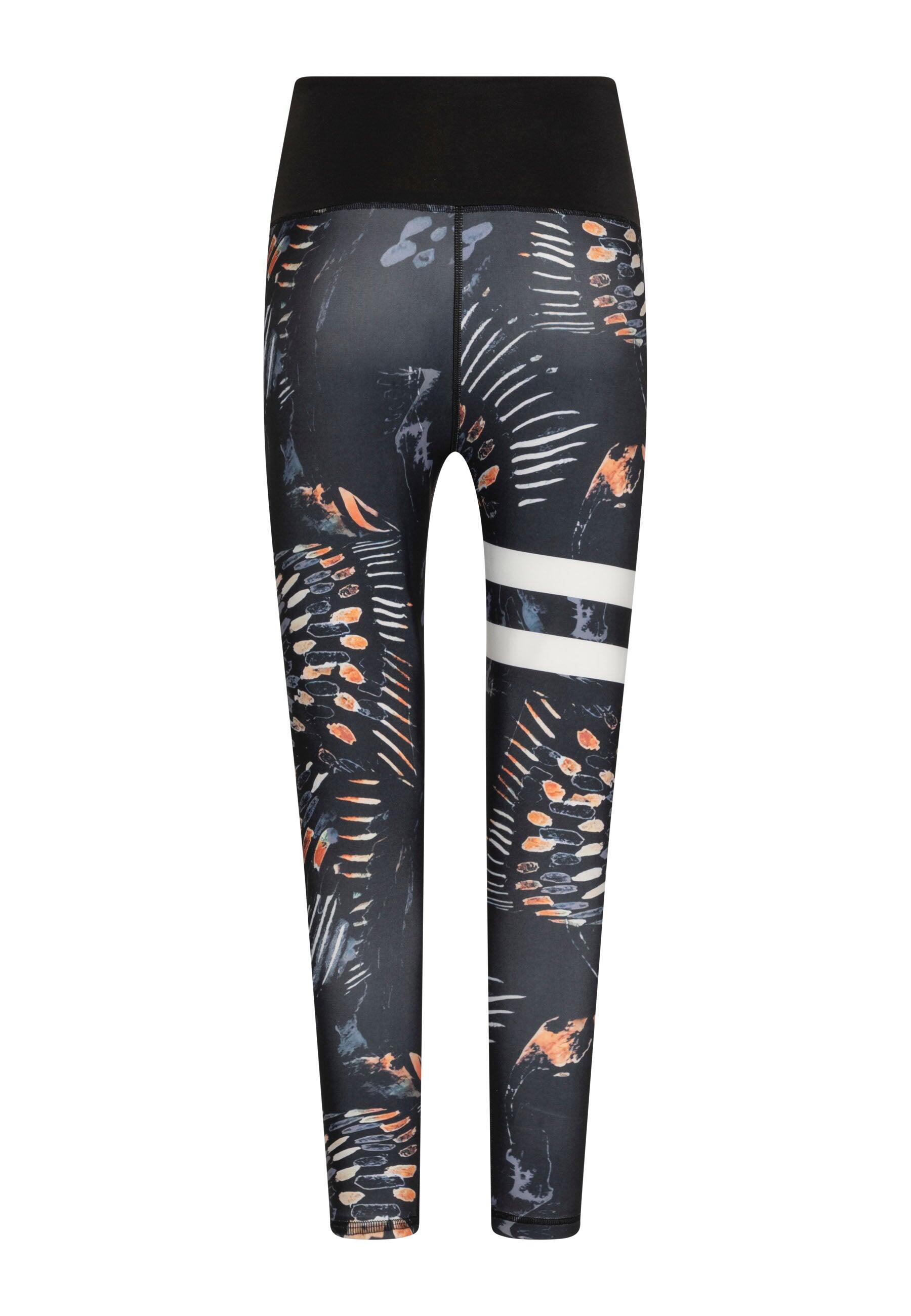 1163 Leggings a vita alta extra in nero e blu a righe 2/5