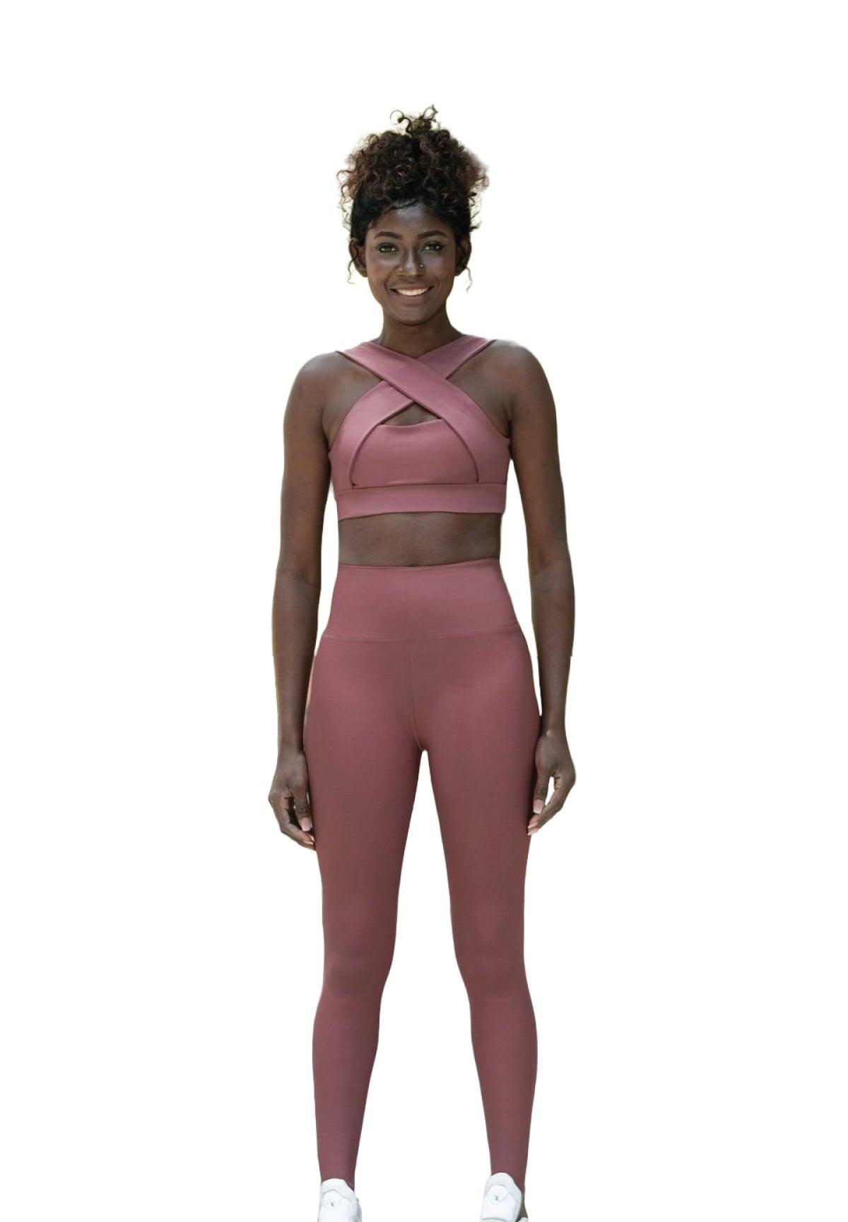 1095 Leggings a vita alta in rosa scuro 1/4