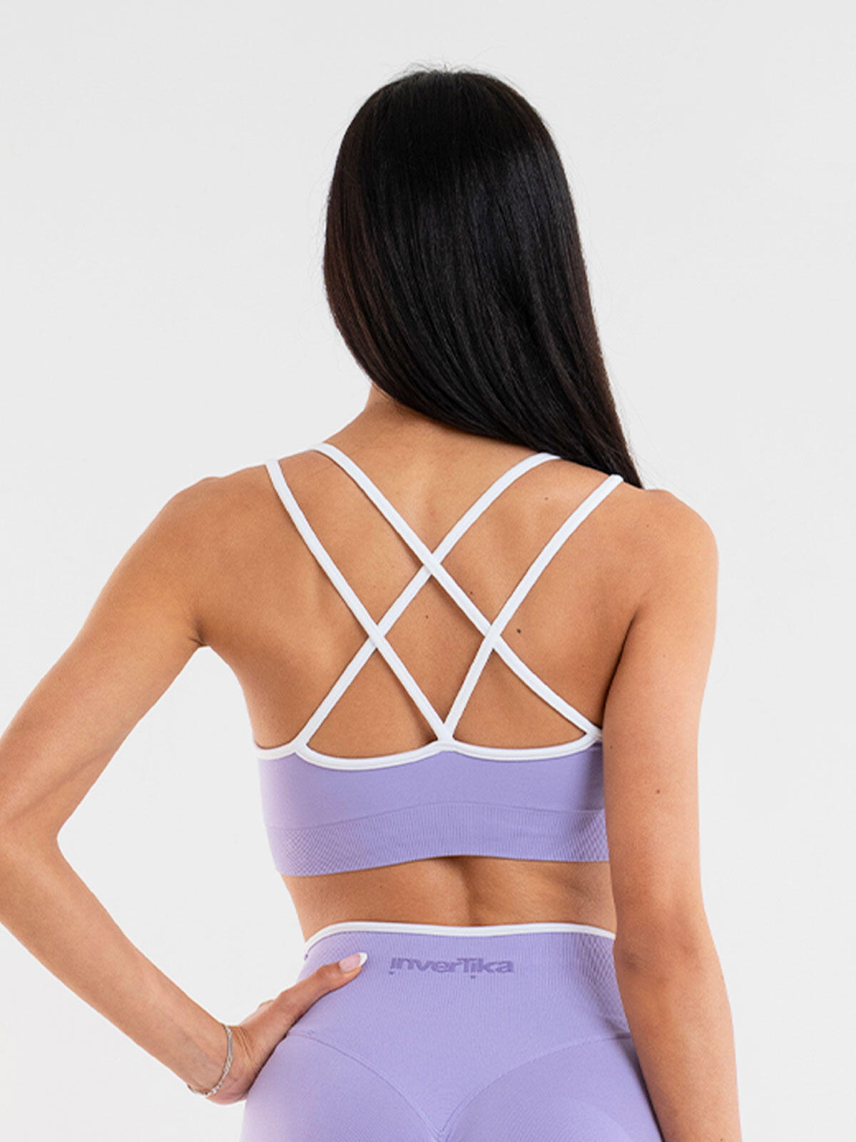 Top sportivo donna fitness e tempo libero Eclettika seamless push-up Lilac 4/5