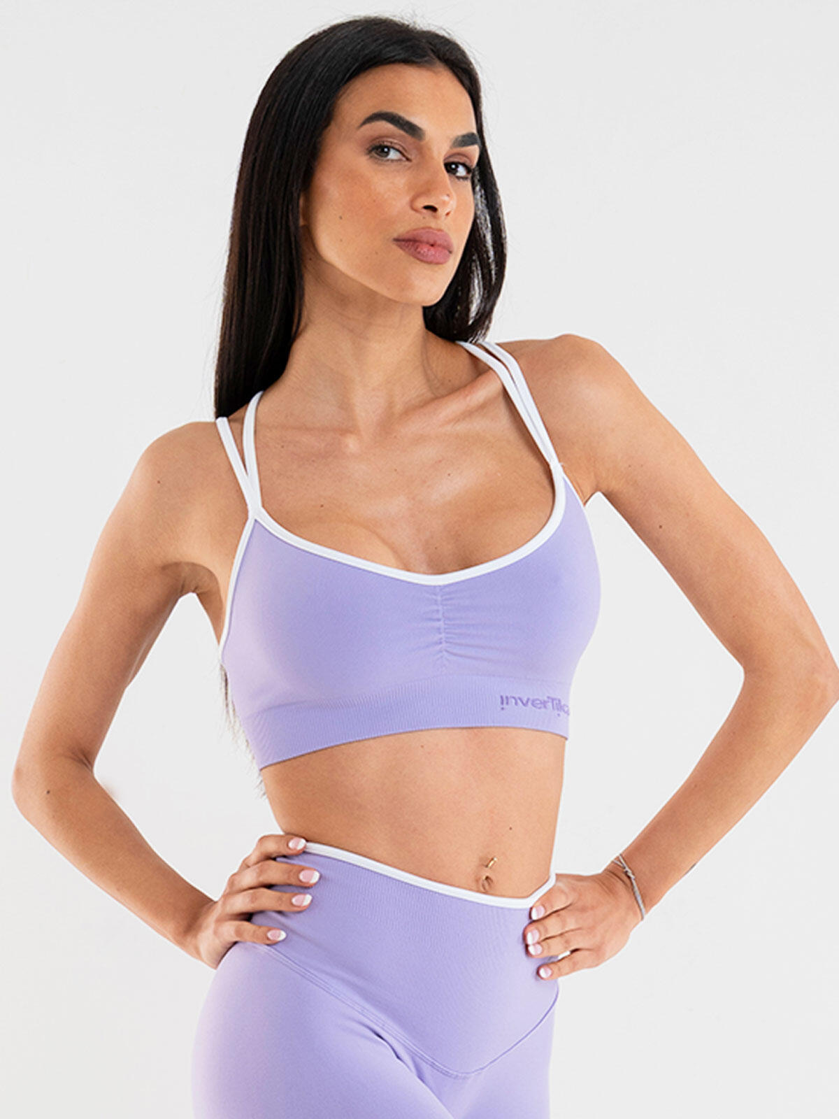 Top sportivo donna fitness e tempo libero Eclettika seamless push-up Lilac 2/5