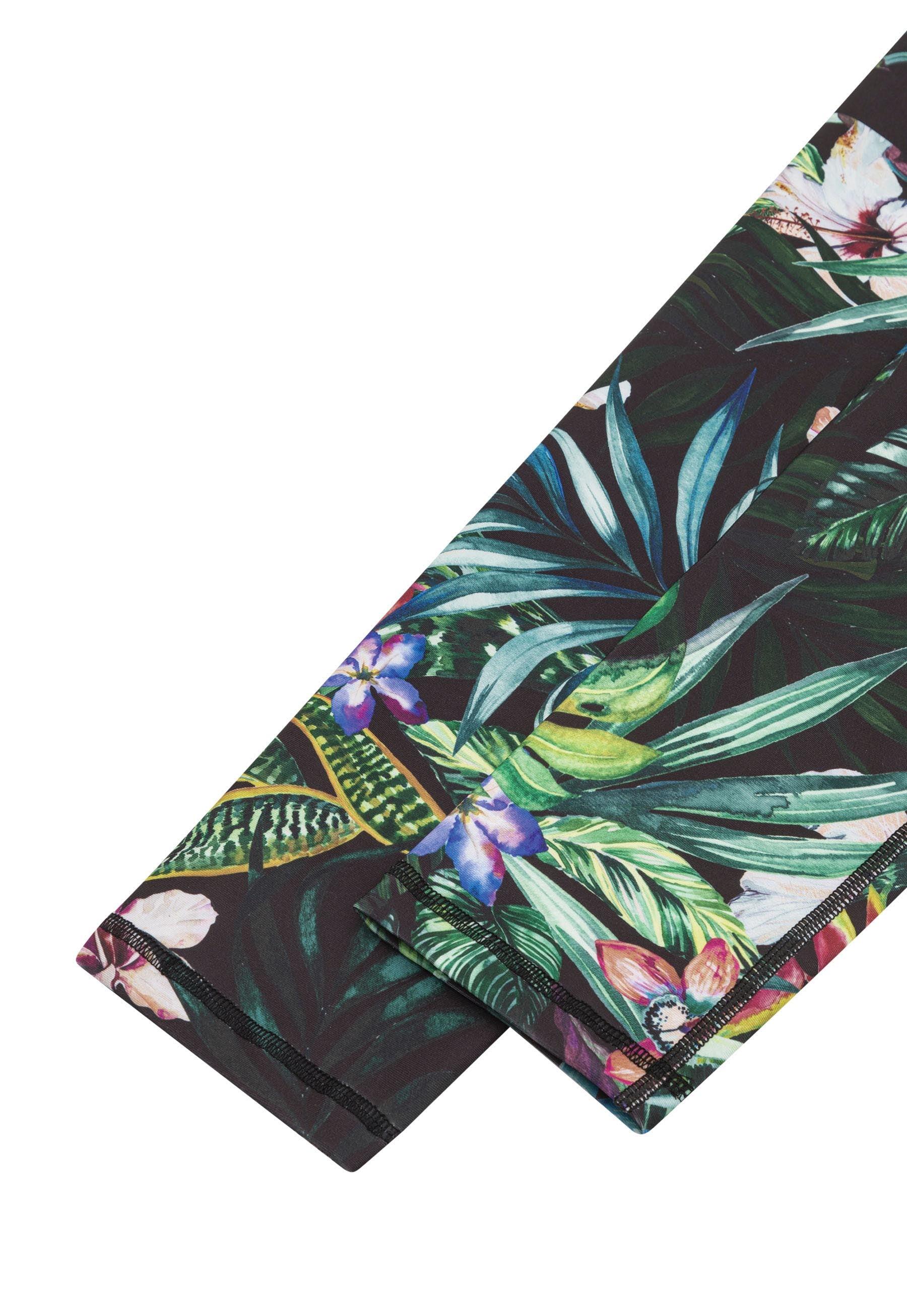 876 Leggings a vita alta extra in nero e verde a fiori 4/5