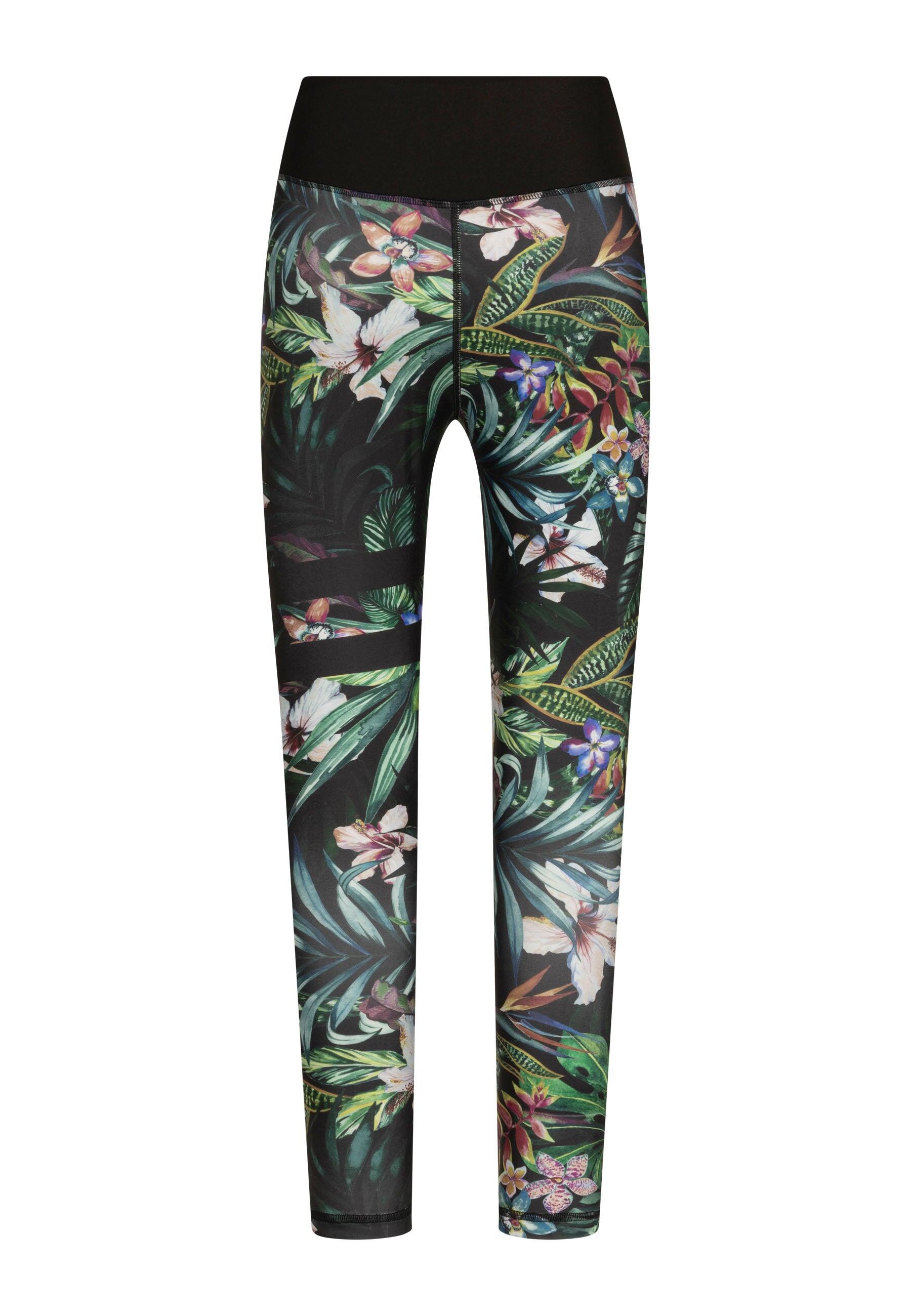 876 Leggings a vita alta extra in nero e verde a fiori 3/5