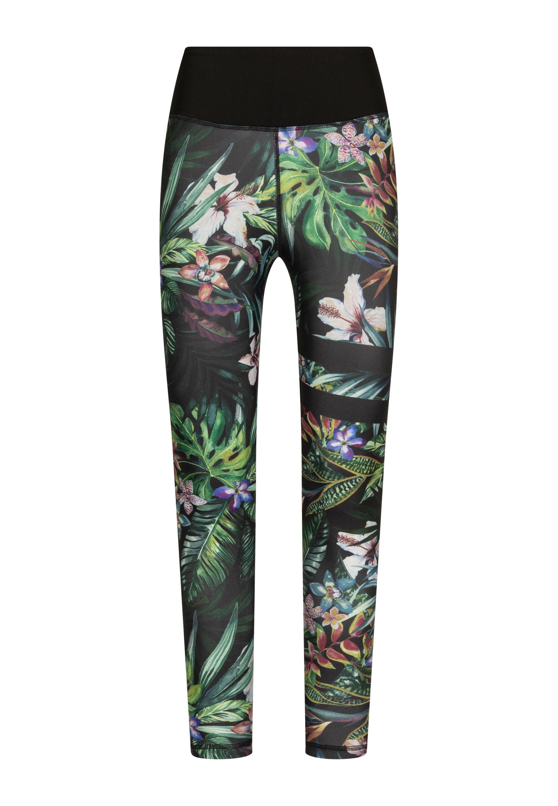 876 Leggings a vita alta extra in nero e verde a fiori 2/5