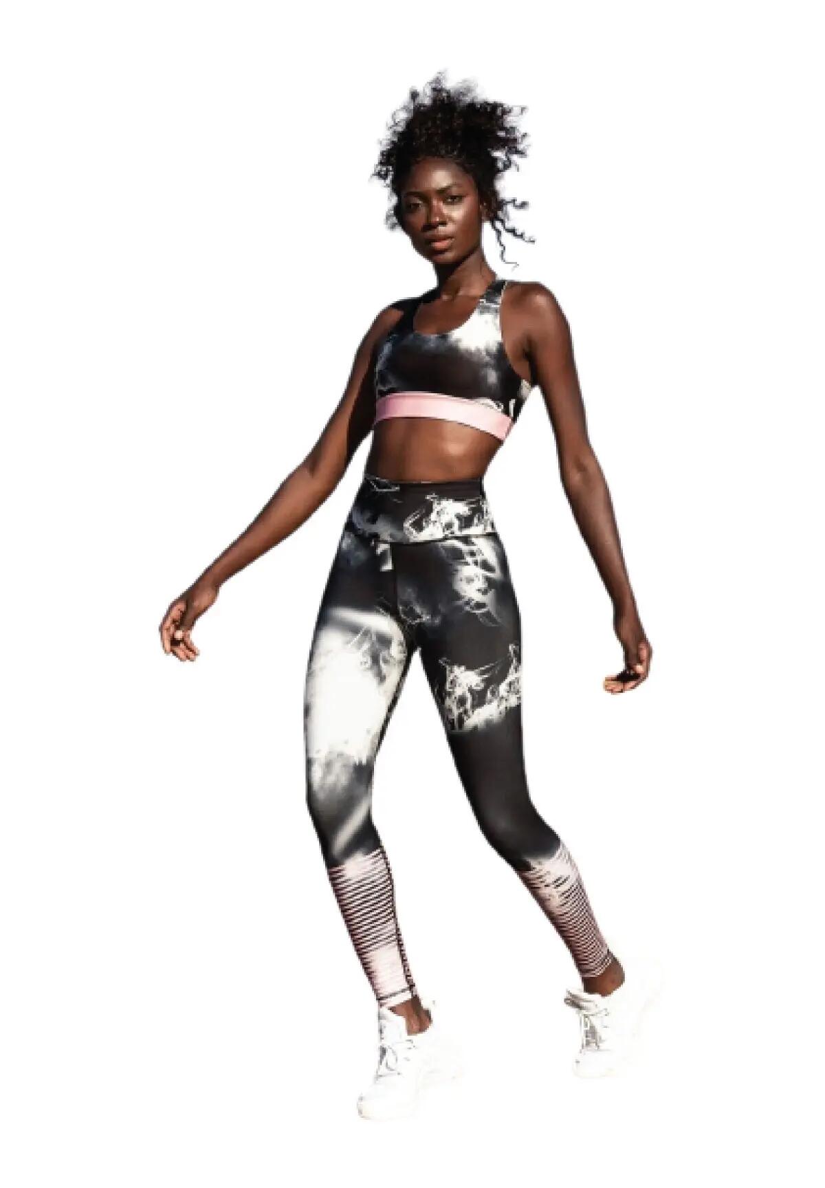1022 Leggings extra-hauts en gris et rose 1/4