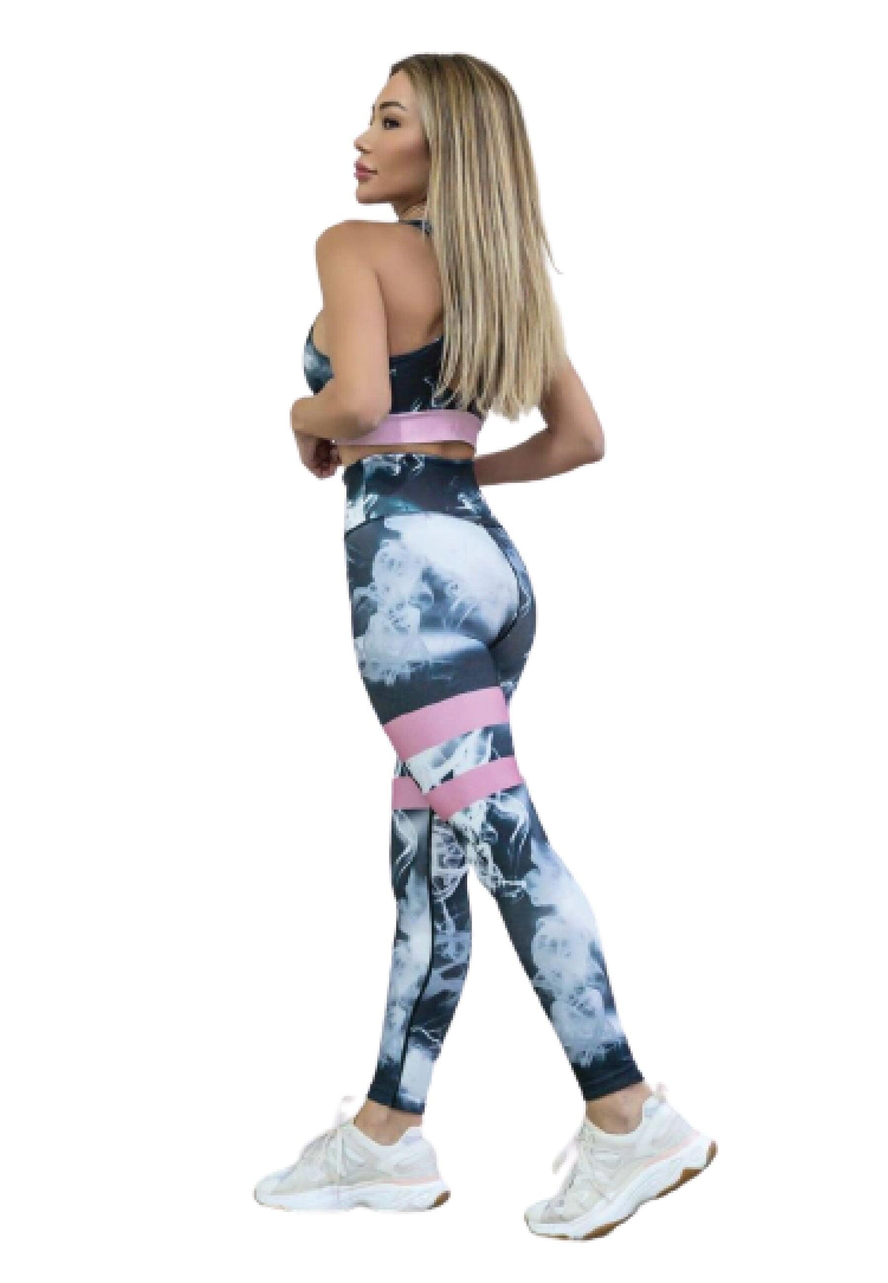 284 Leggings a vita alta extra in bianco e nero con righe 4/4