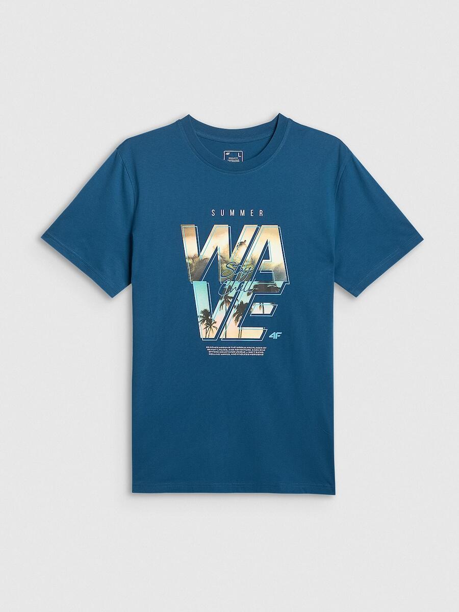 T-shirt regular z nadrukiem męski 4F 4FRSS26TTSHM4306 5/6