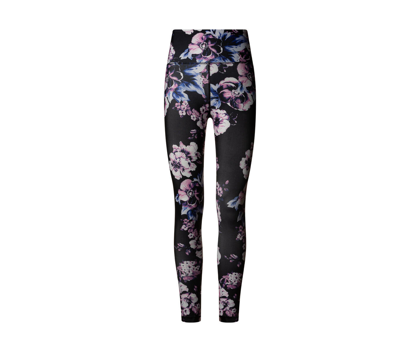 334 Leggings a vita alta in nero, blu e rosa a fiori 2/7