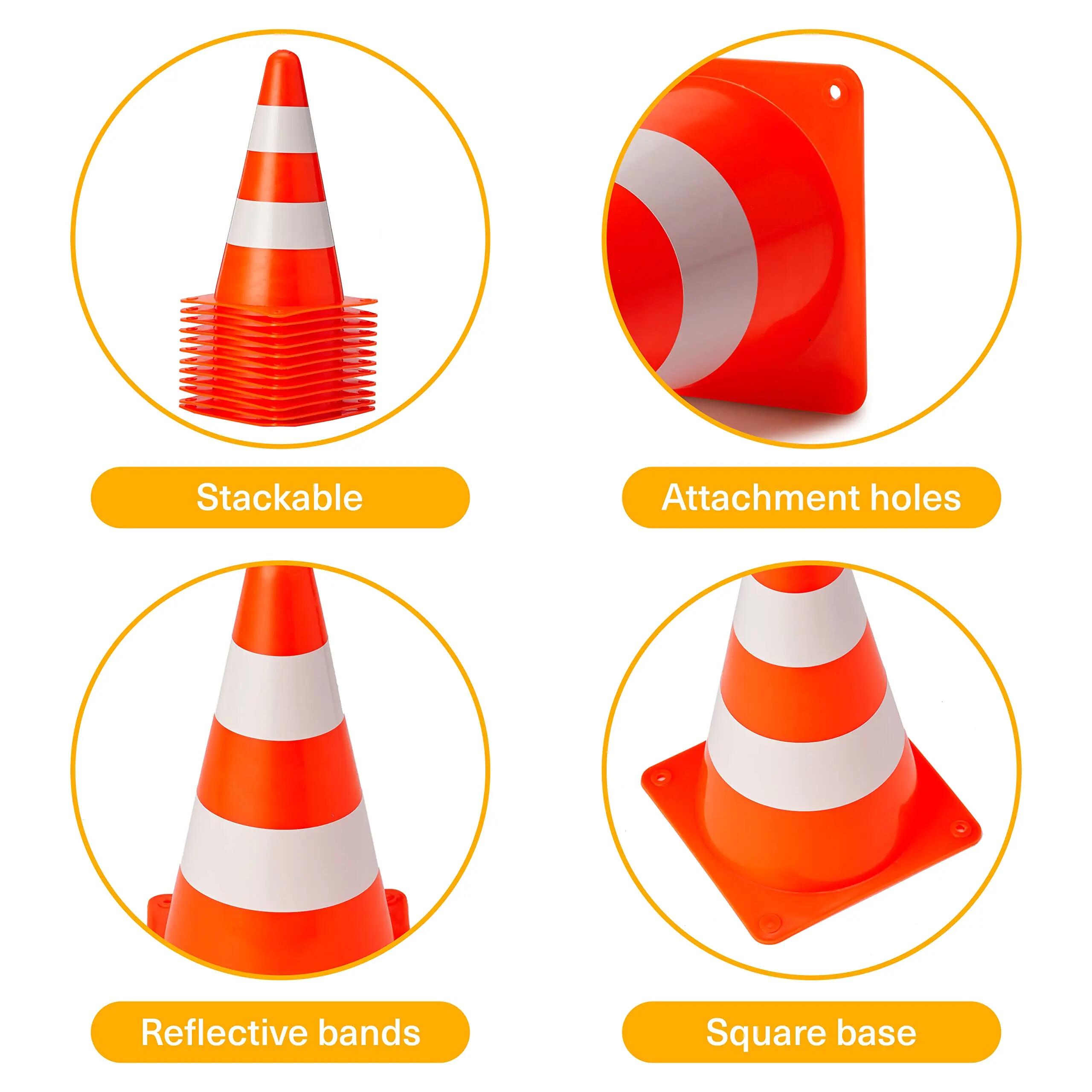 12 Cônes de Signalisation, Plot, Cônes Circulation (23cm) - Cônes de Sécurité 6/7