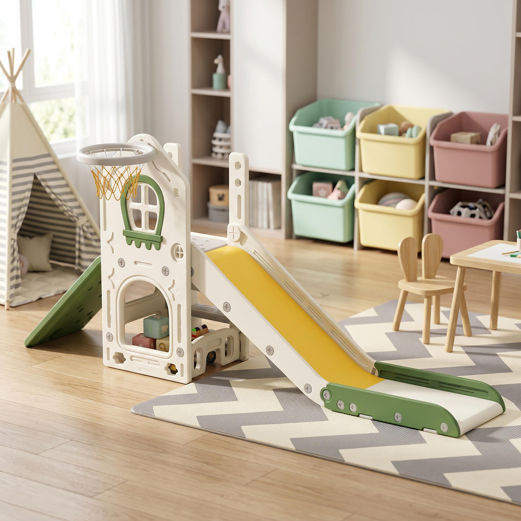 Tobogán Infantil AIYAPLAY 191x100x84 cm Crema 4/5