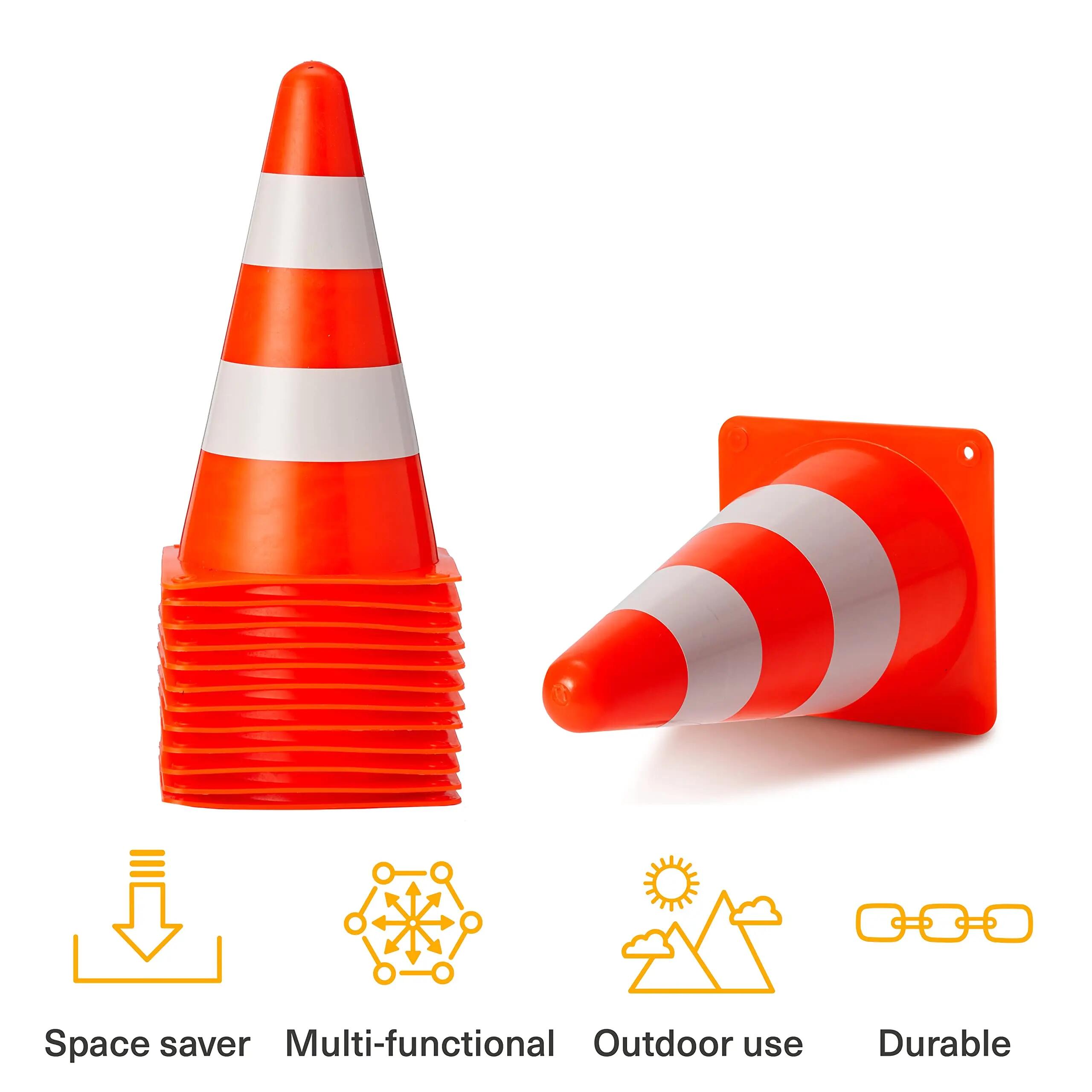 12 Cônes de Signalisation, Plot, Cônes Circulation (23cm) - Cônes de Sécurité 3/7