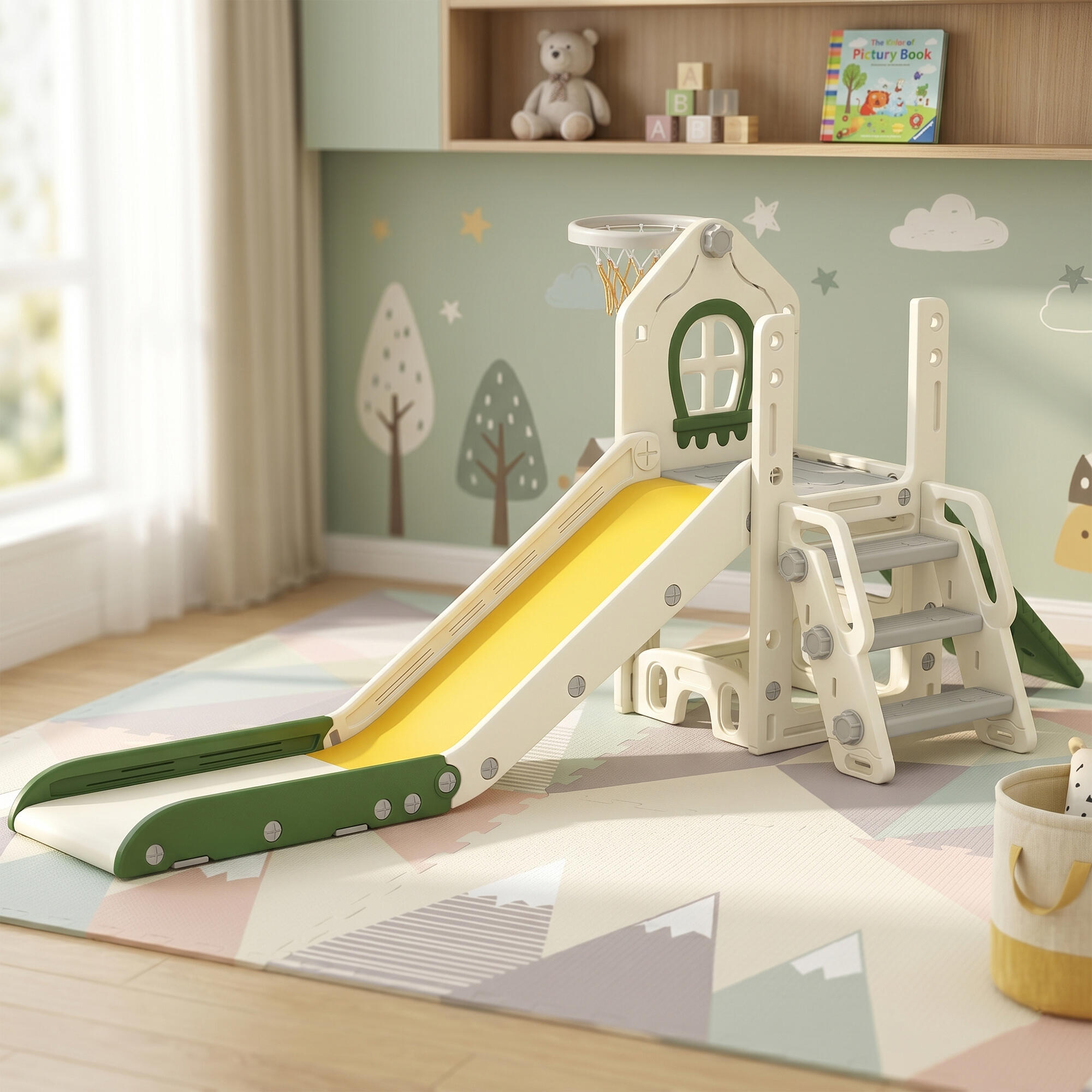 Tobogán Infantil AIYAPLAY 191x100x84 cm Crema 2/5