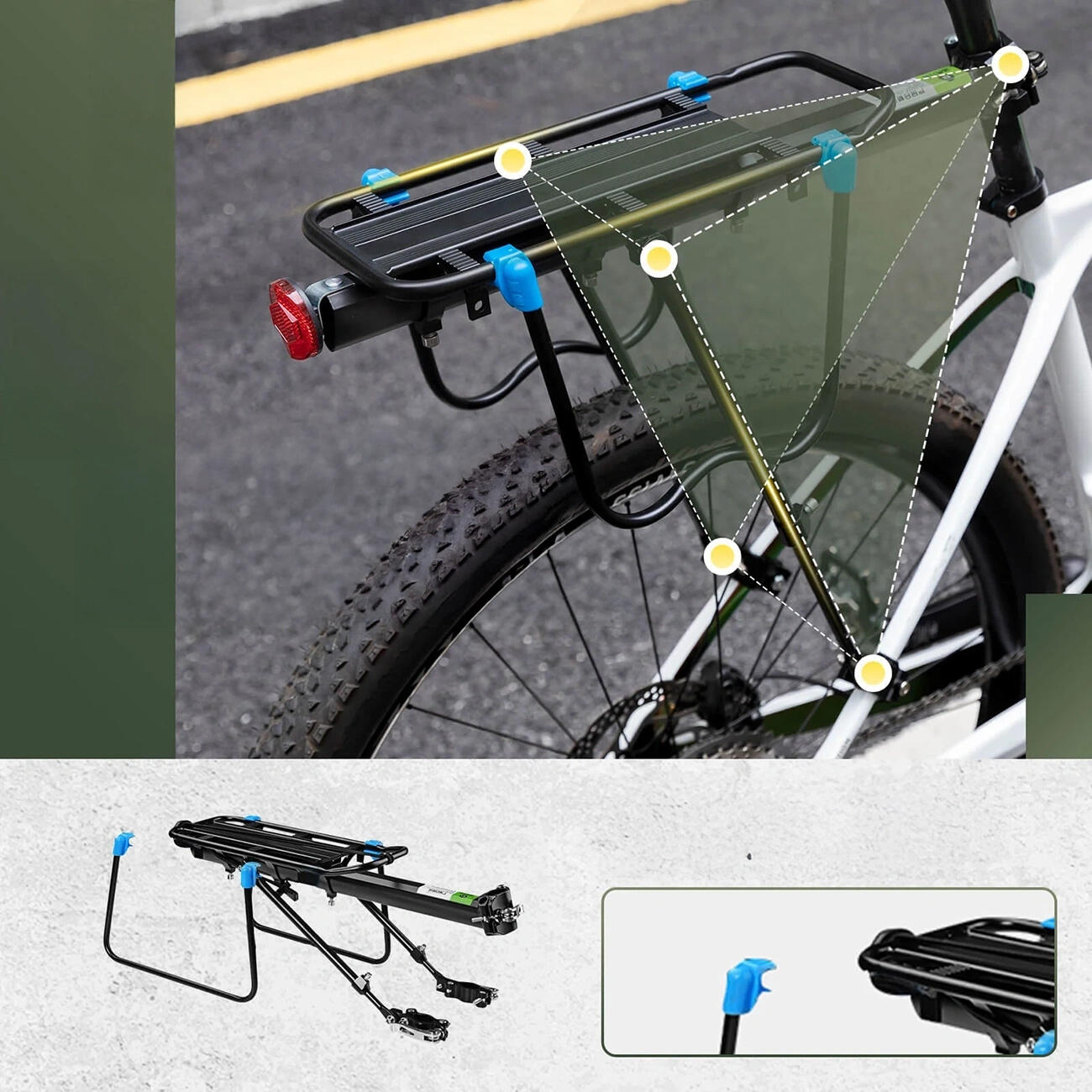 Bagażnik rowerowy tylny na sztycę aluminiowy do 25kg 4/7