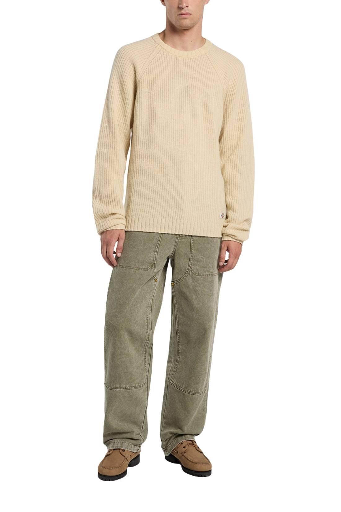 Blusa de desporto para homem - gola redonda relaxed 80% lã - bege 2/3