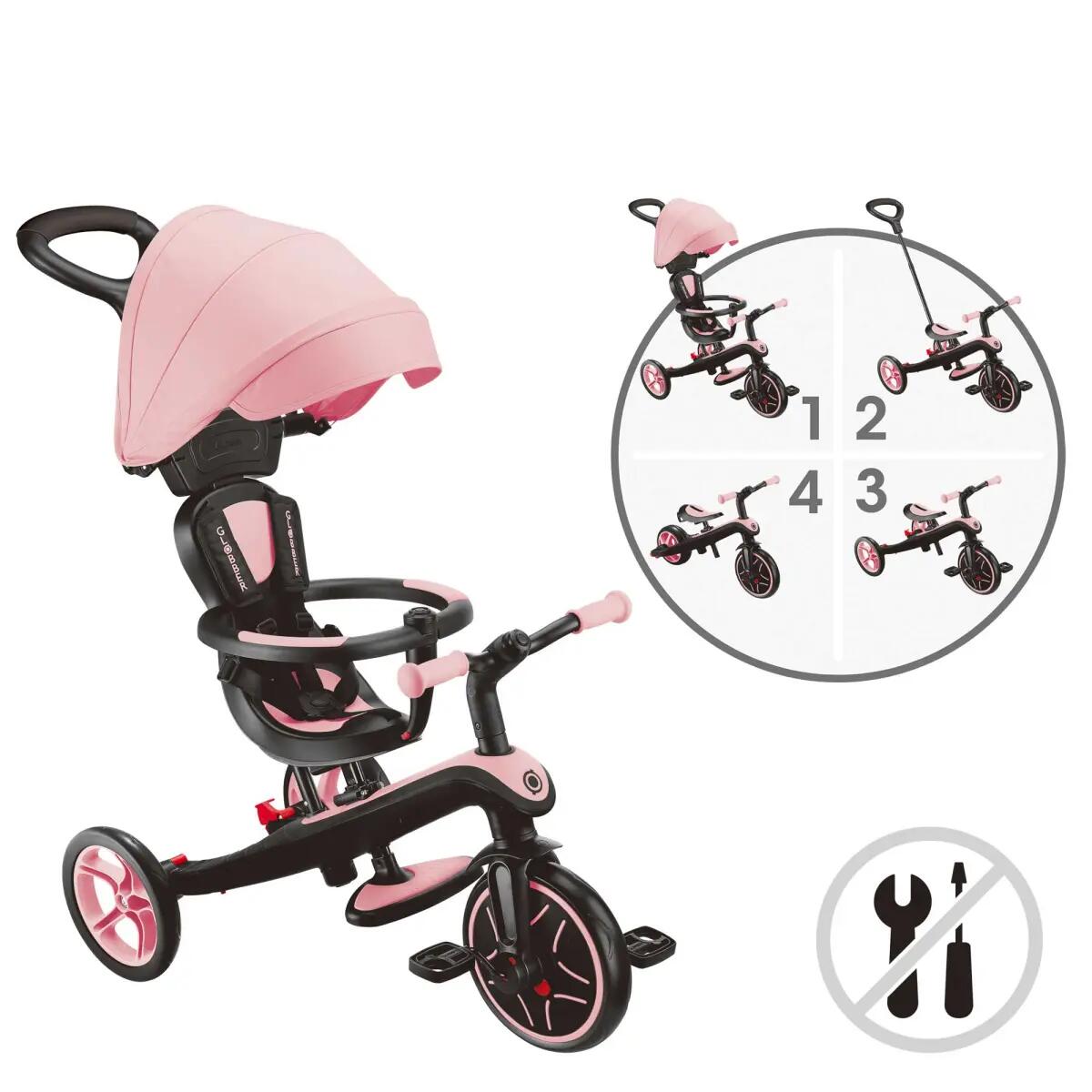 Tricycle évolutif pour bébé EXPLORER 4 en 1 - Rose pastel 5/5