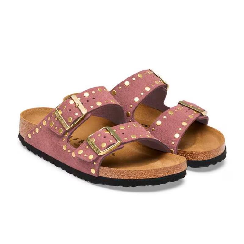 Sandalias Planas Mujer Birkenstock Arizona Rivet Burdeos 3/4