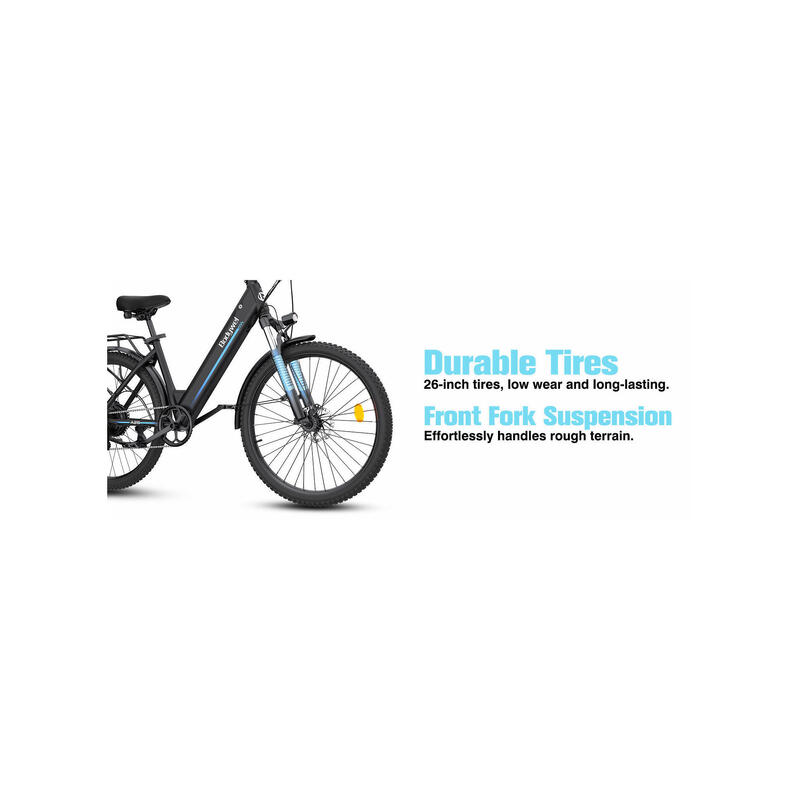 A26 bicicletă electrică pentru adulți, baterie 36V 13Ah și roți de 26 de inci.