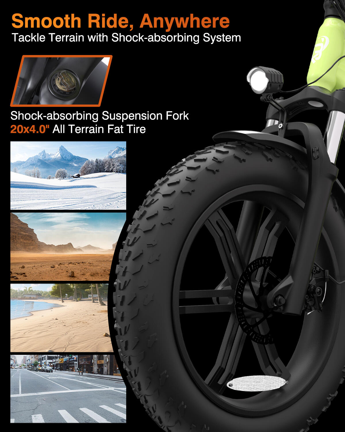 F20PRO vélo électrique adulte, batterie 48V20Ah, pneus 20×4.0". 8/13