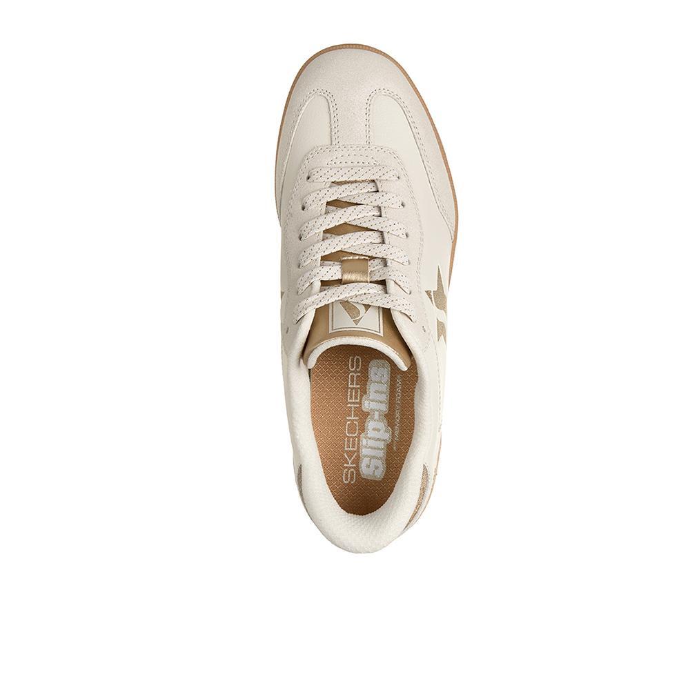 Sapatilhas Skechers Muher Hotshot Duraleather Bege 3/4