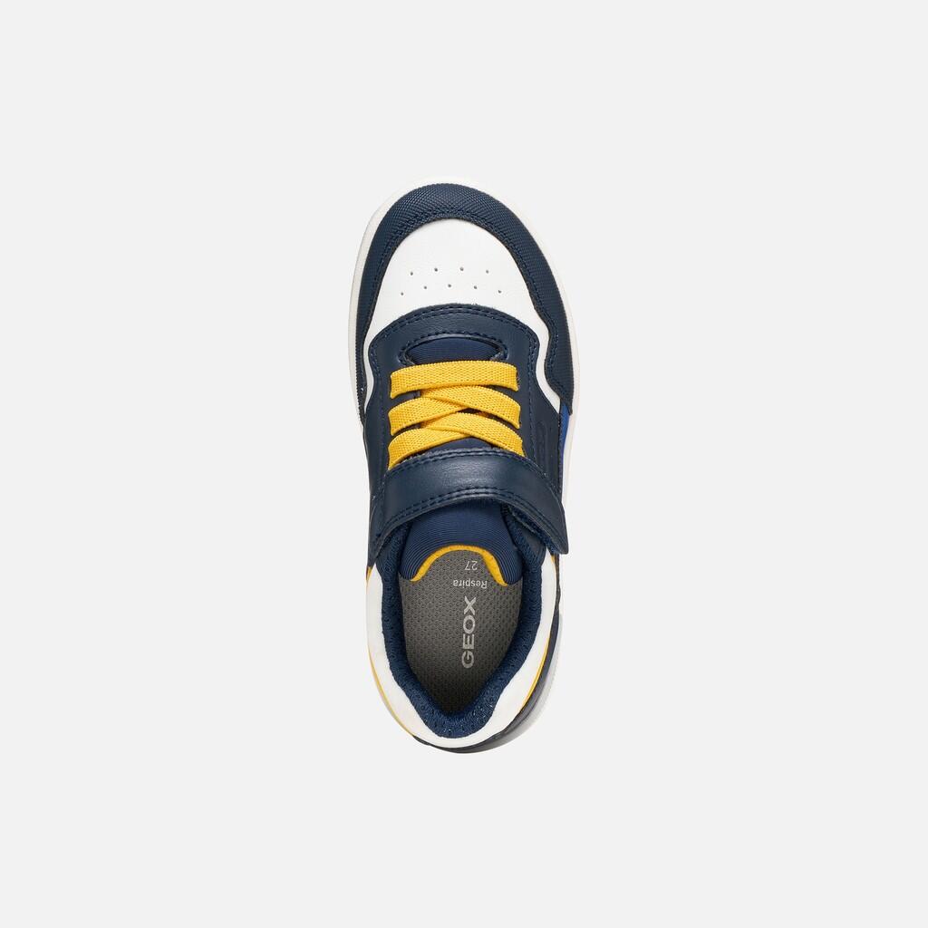 Baskets Garçon J WASHIBA BOY Bleu Marine/Jaune 6/7