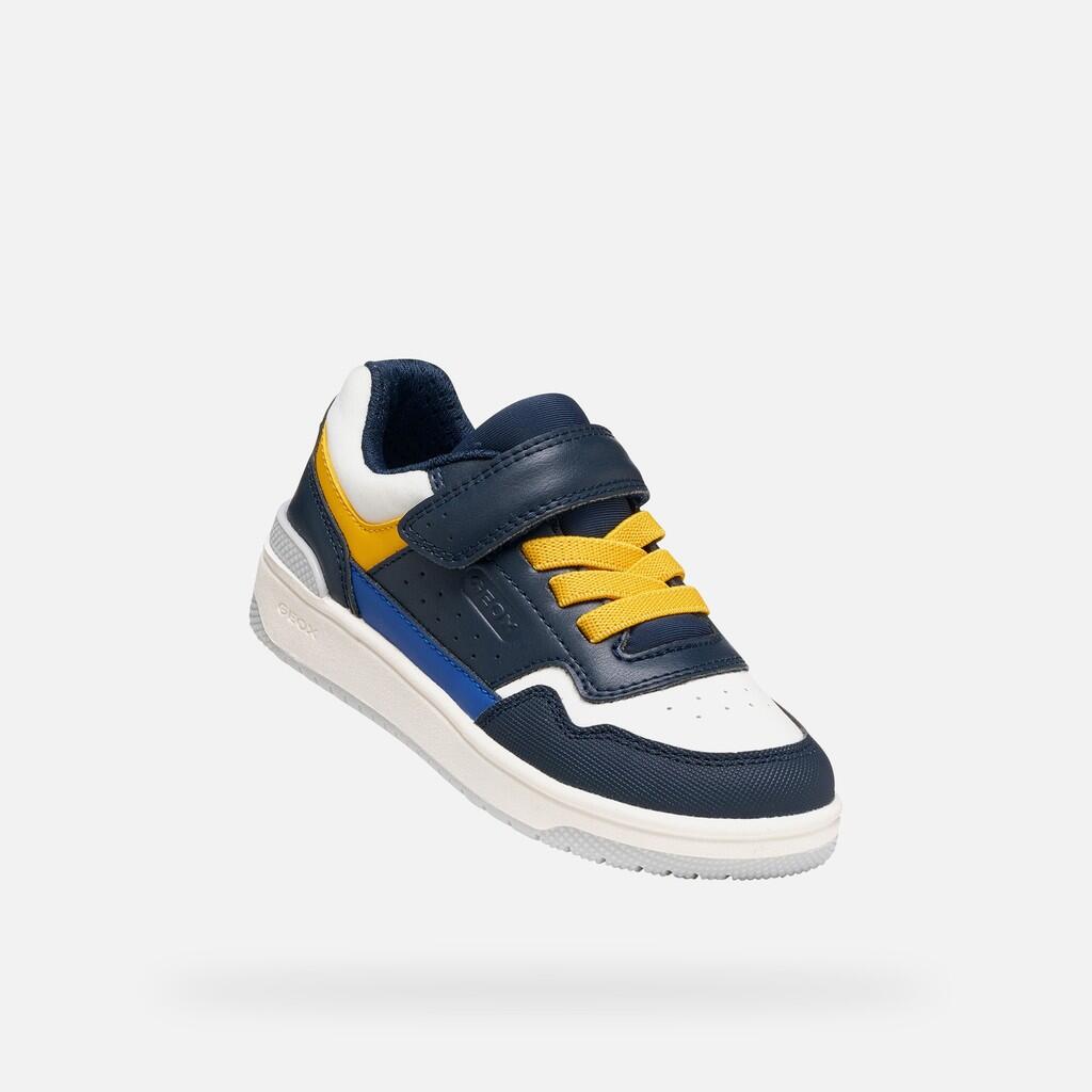 Baskets Garçon J WASHIBA BOY Bleu Marine/Jaune 5/7
