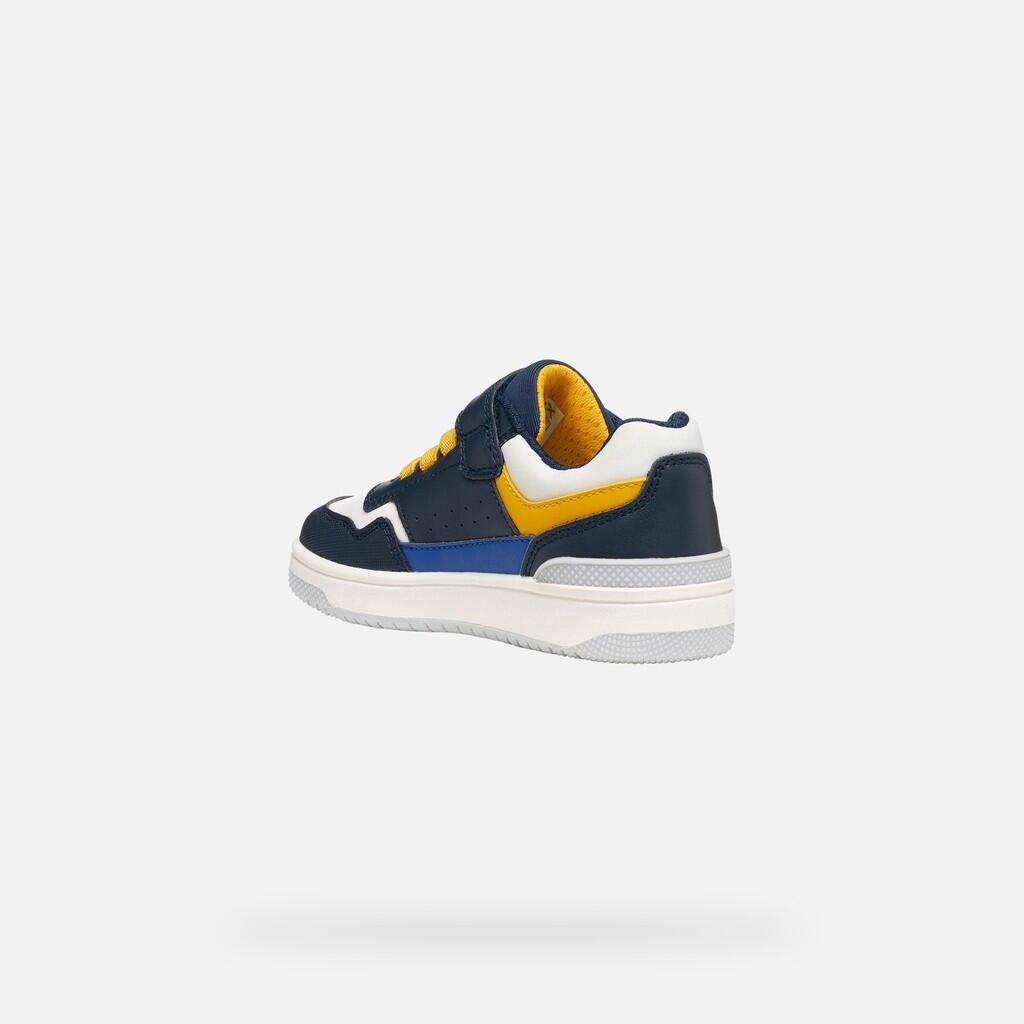 Baskets Garçon J WASHIBA BOY Bleu Marine/Jaune 4/7