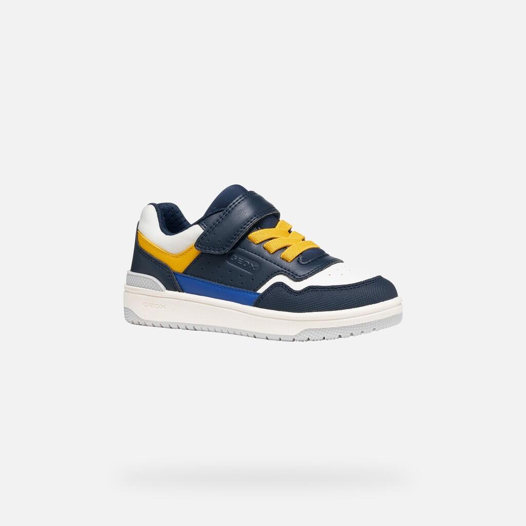 Baskets Garçon J WASHIBA BOY Bleu Marine/Jaune 3/7