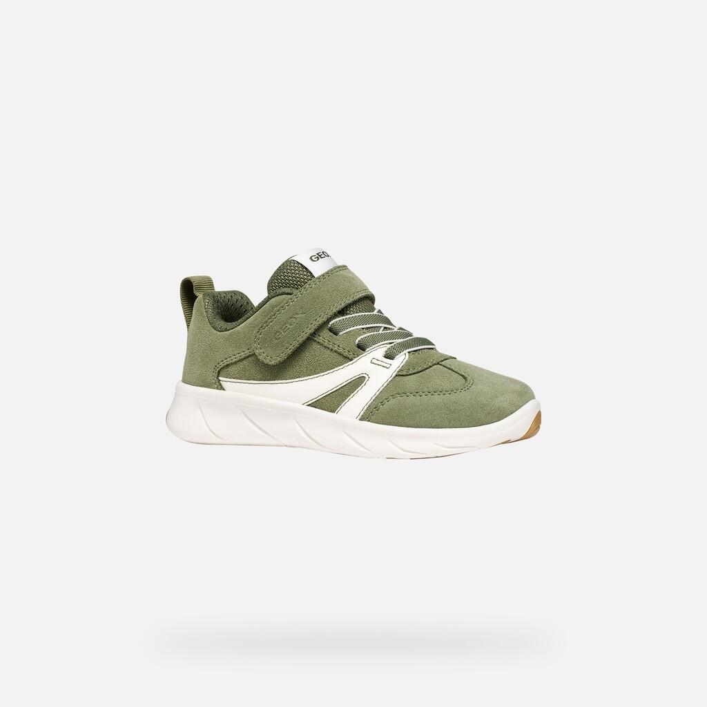 Baskets Garçon FOOT-RUN BOY Vert Sauge/Blanc 3/7
