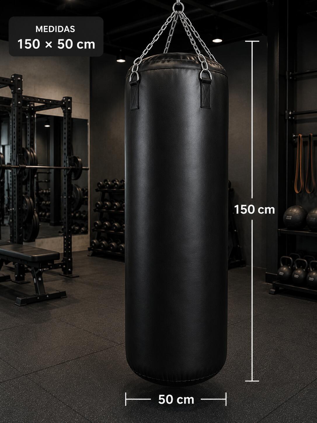 Saco de Boxeo 50 kg 150x50 cm Profesional Negro 3/3