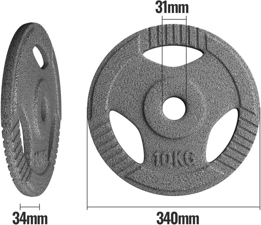 Set discuri fonta cu maner, 1 x 10kg, 30mm, Physionics 2/7
